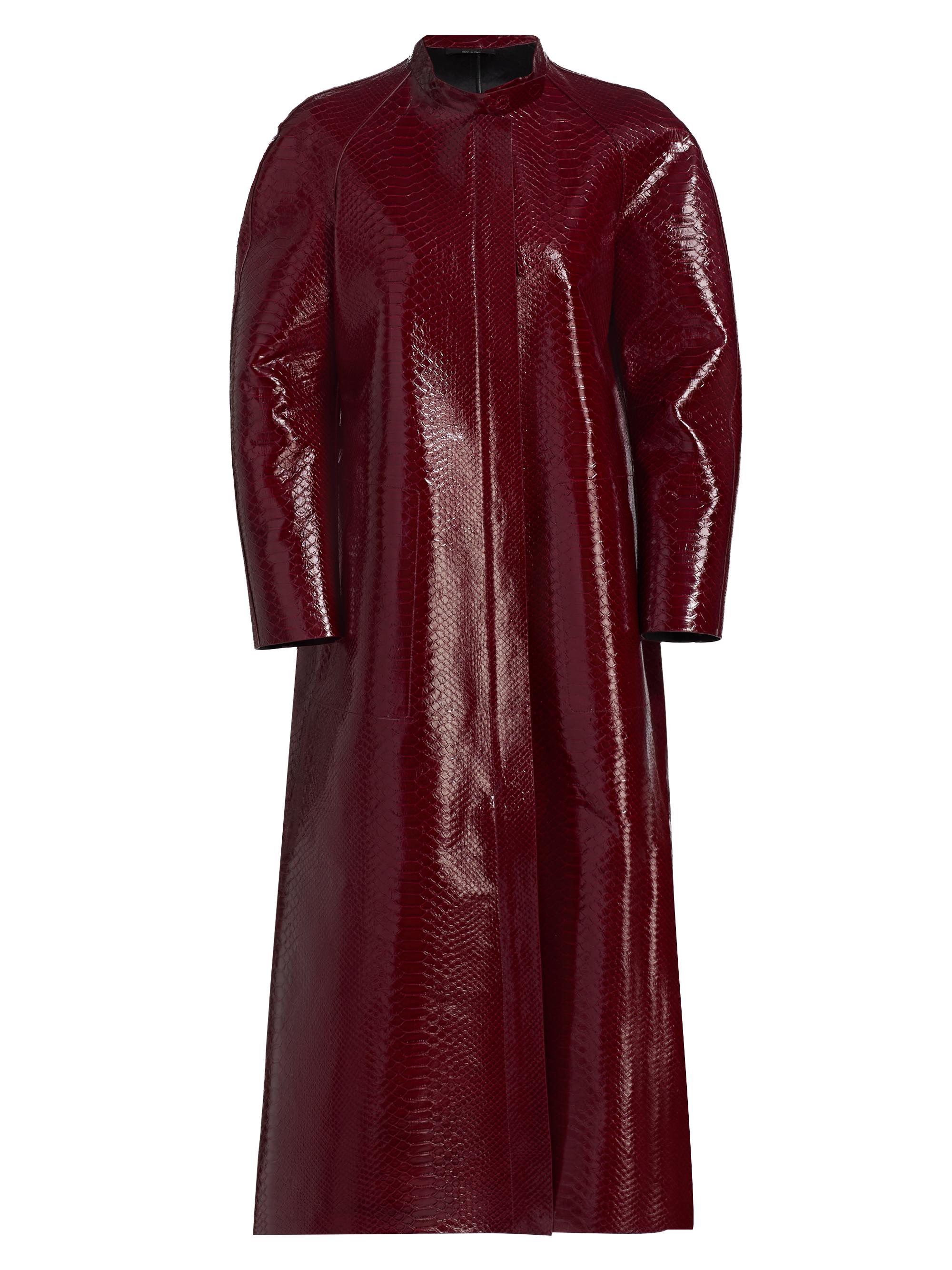 TOM FORD Women's Snake-Embossed Leather Biker Coat - Ruby Red