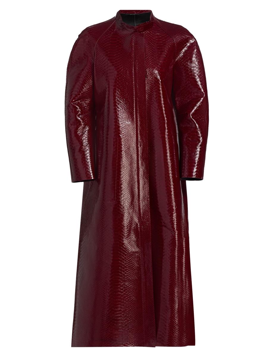 Tom Ford Women's Snake-embossed Leather Biker Coat In Red