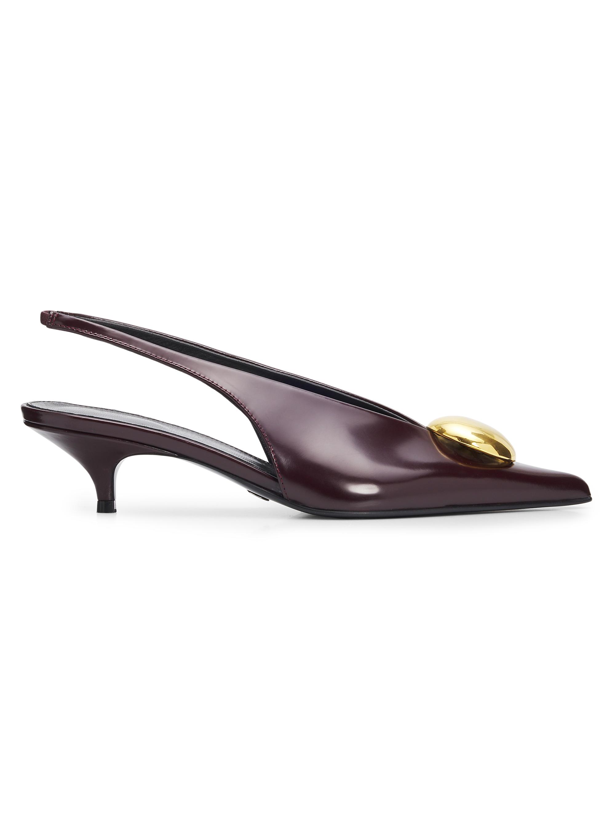 Proenza Schouler Women's Dome Slash 40MM Leather Slingback Pumps - Merlot - Women's Clothing