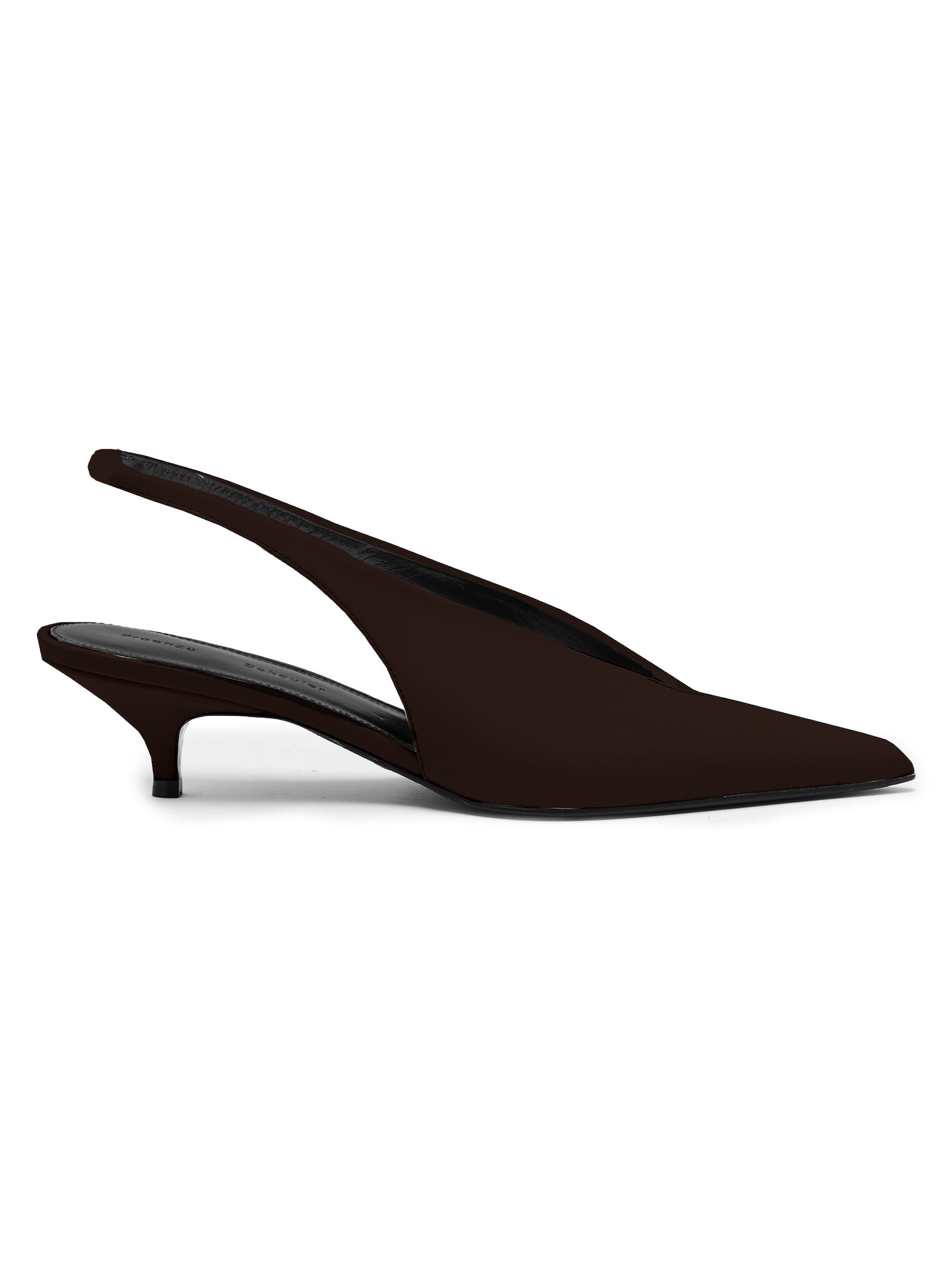 Proenza Schouler Women's Slash 40MM Suede Slingback Pumps - Chocolate