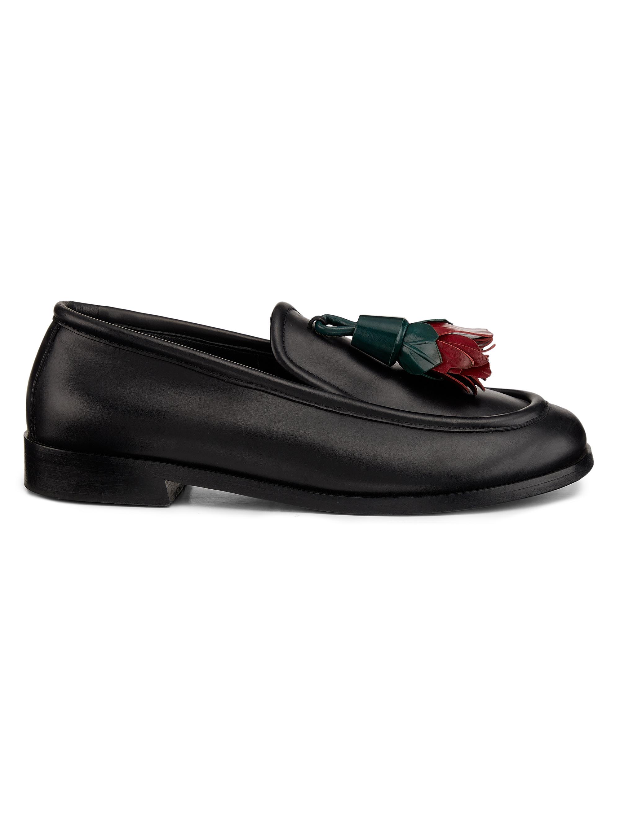 Proenza Schouler Women's Albers Rose-Tassel Leather Loafers - Black Red