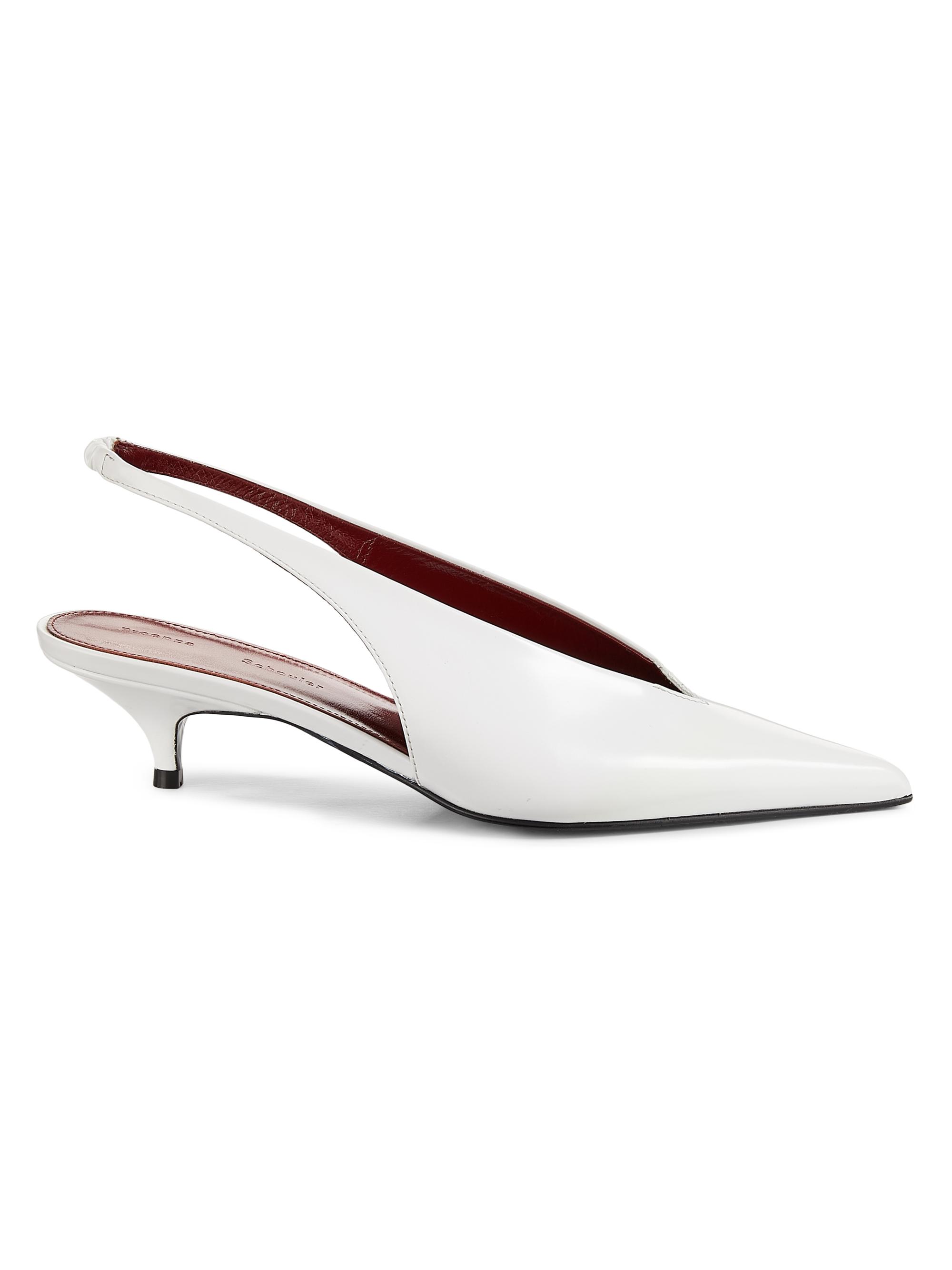 Proenza Schouler Women's Slash 40MM Leather Slingback Pumps - White