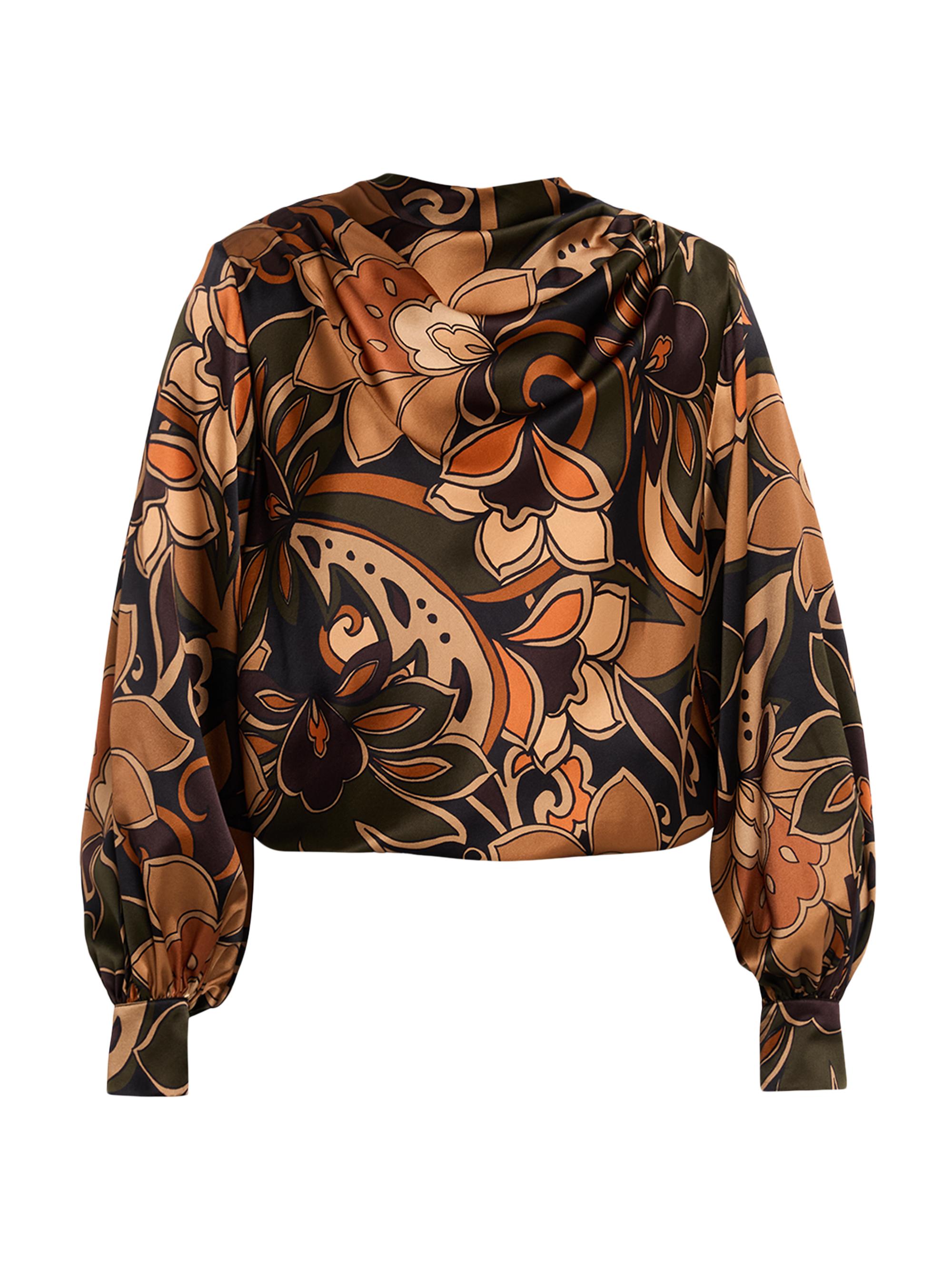 Ramy Brook Women's Gail Floral Silk Draped Blouse - Boho Brown