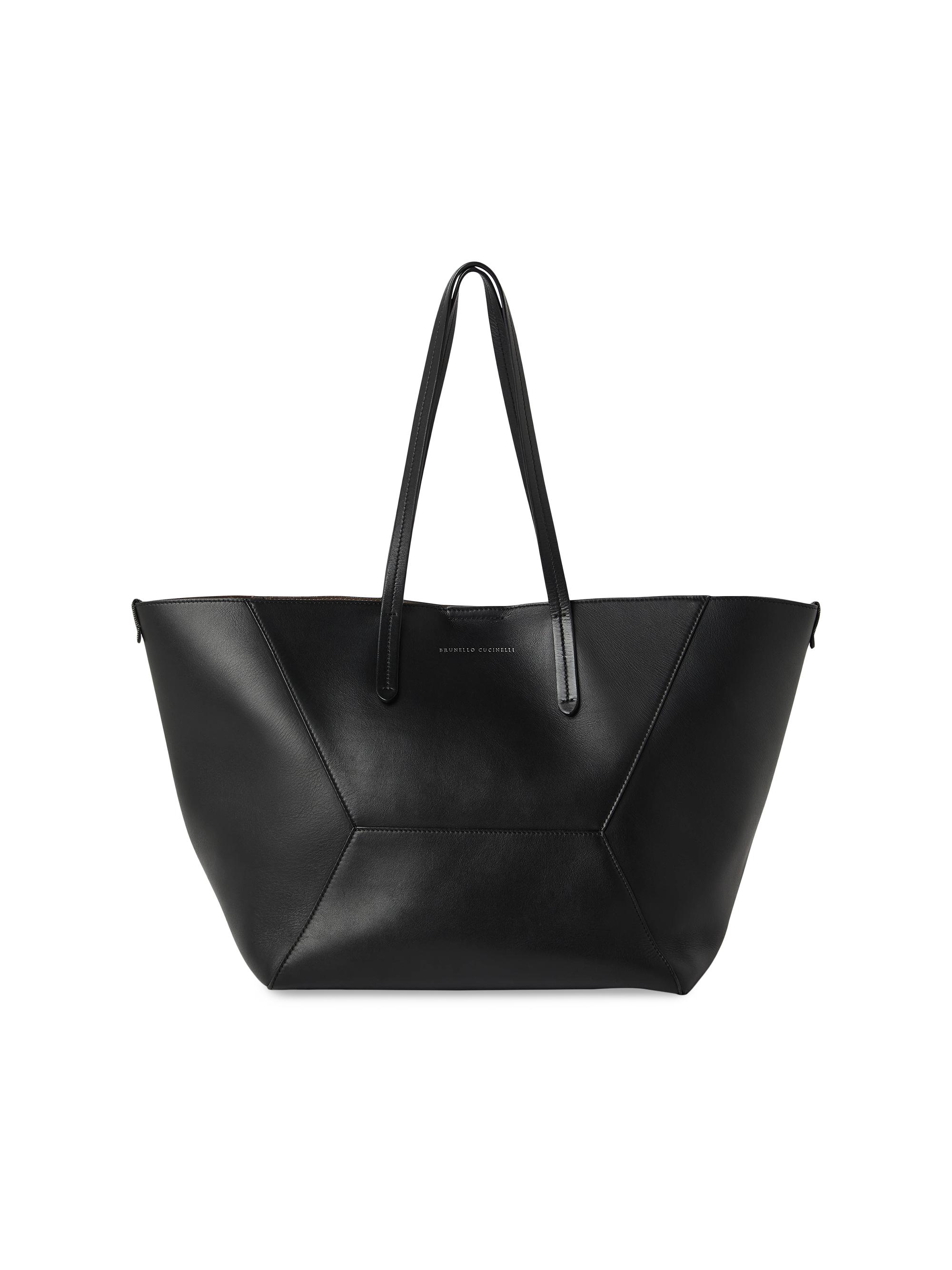 Brunello Cucinelli Women's Duo  Tote Bag in Calfskin with Monili - Black
