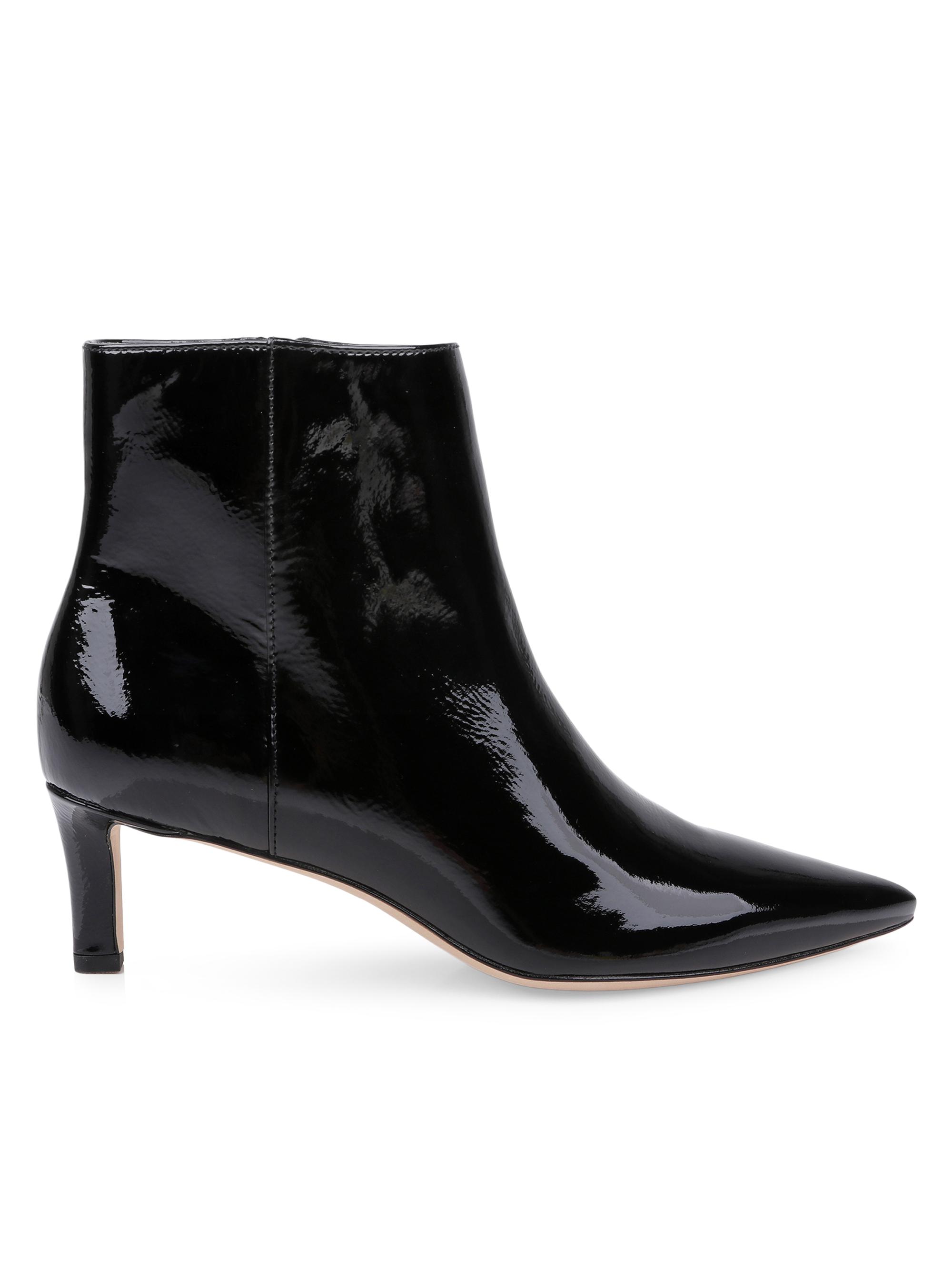 L'AGENCE Women's Lilly 75MM Patent Leather Ankle Boots - Black Patent