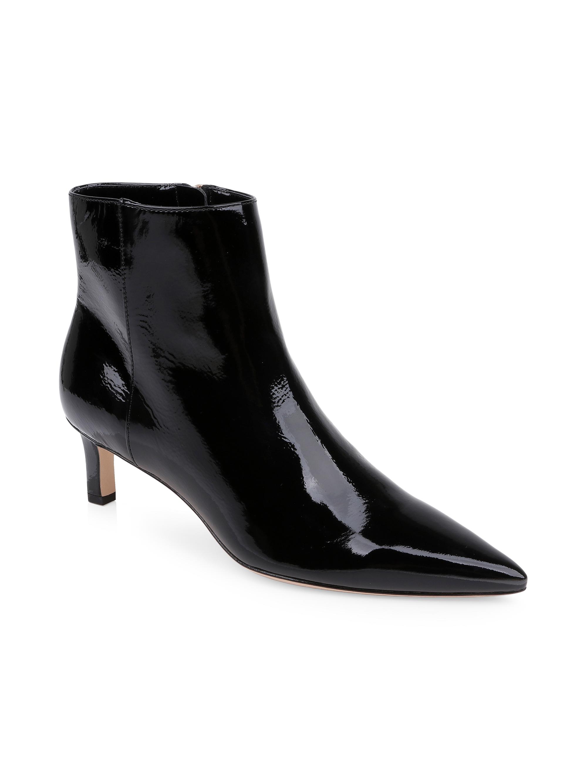 L'AGENCE Women's Lilly 75MM Patent Leather Ankle Boots - Black Patent | Thumbnail 2