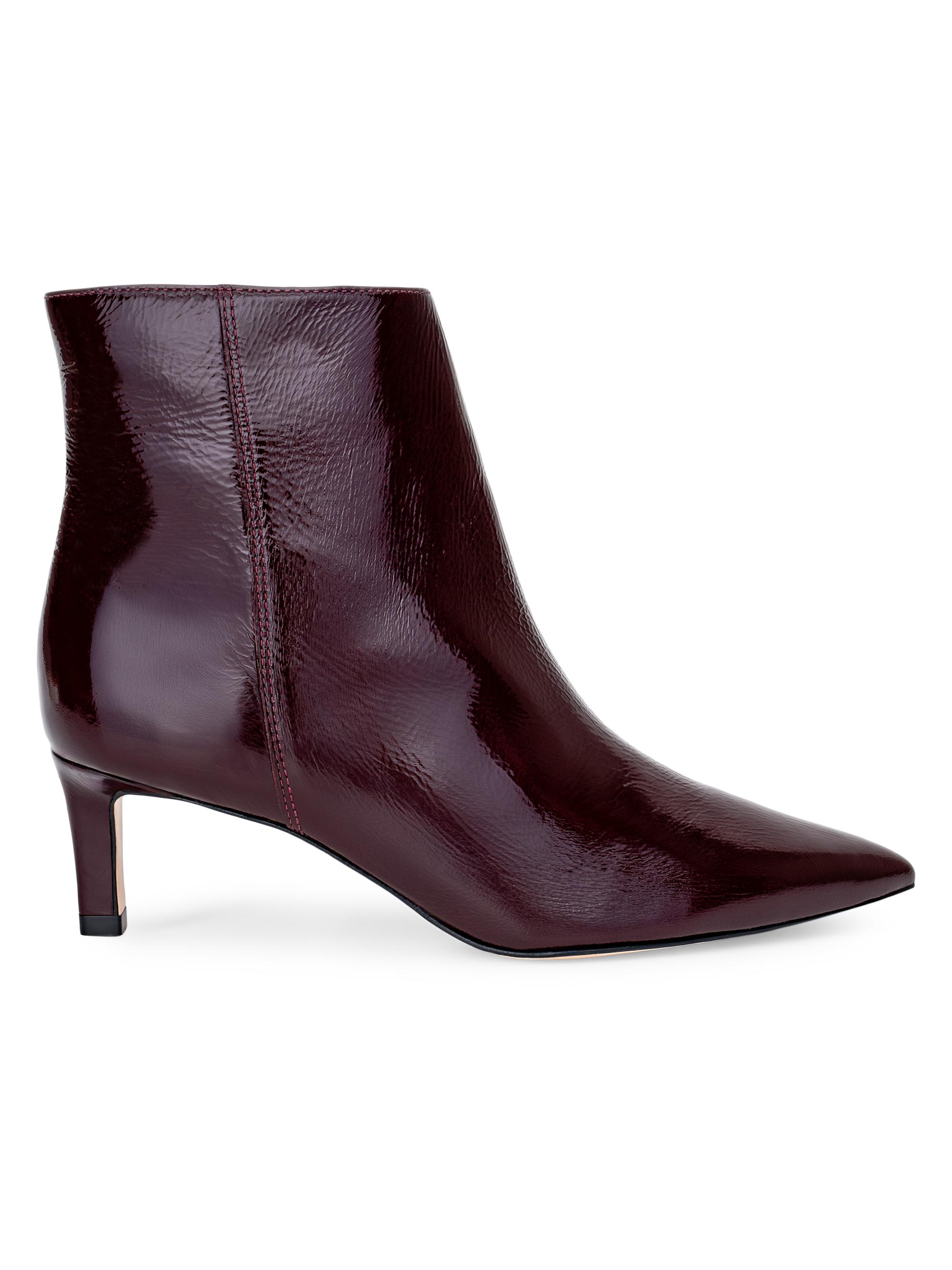 L'AGENCE Women's Lilly 75MM Patent Leather Ankle Boots - Wine Patent