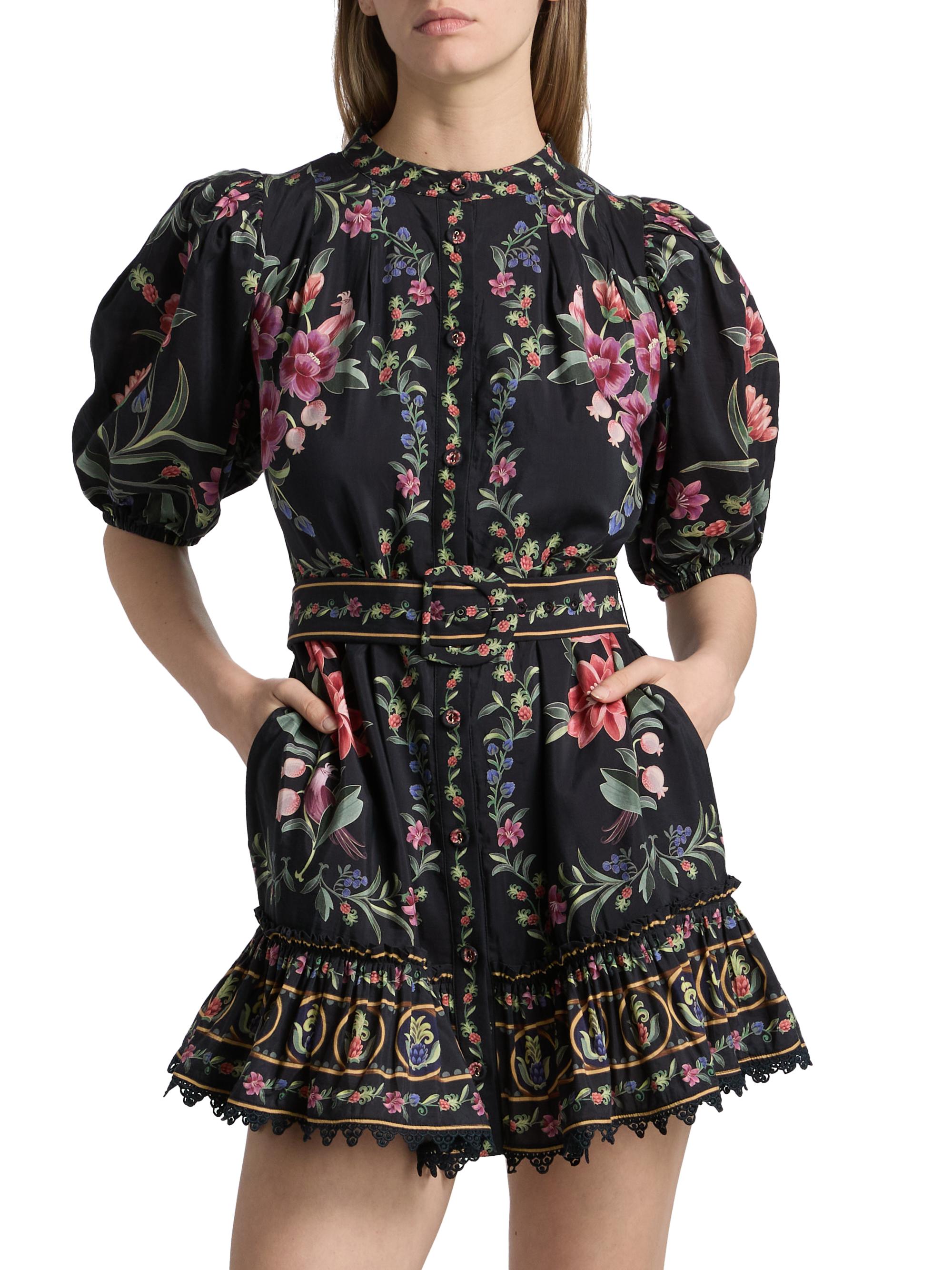 Farm Rio Belle Garden Floral Cotton-Blend Minidress | Saks Fifth Avenue