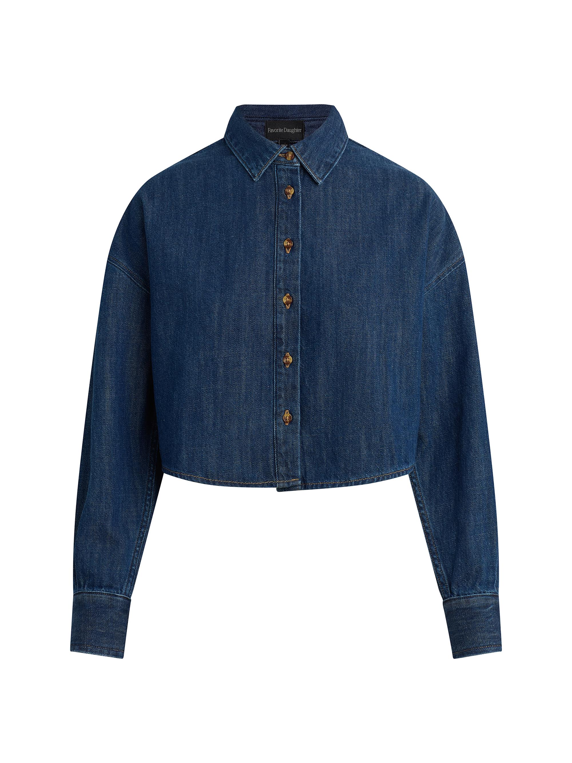 Favorite Daughter Women's The Crop Ex-Boyfriend Denim Shirt - Mesa