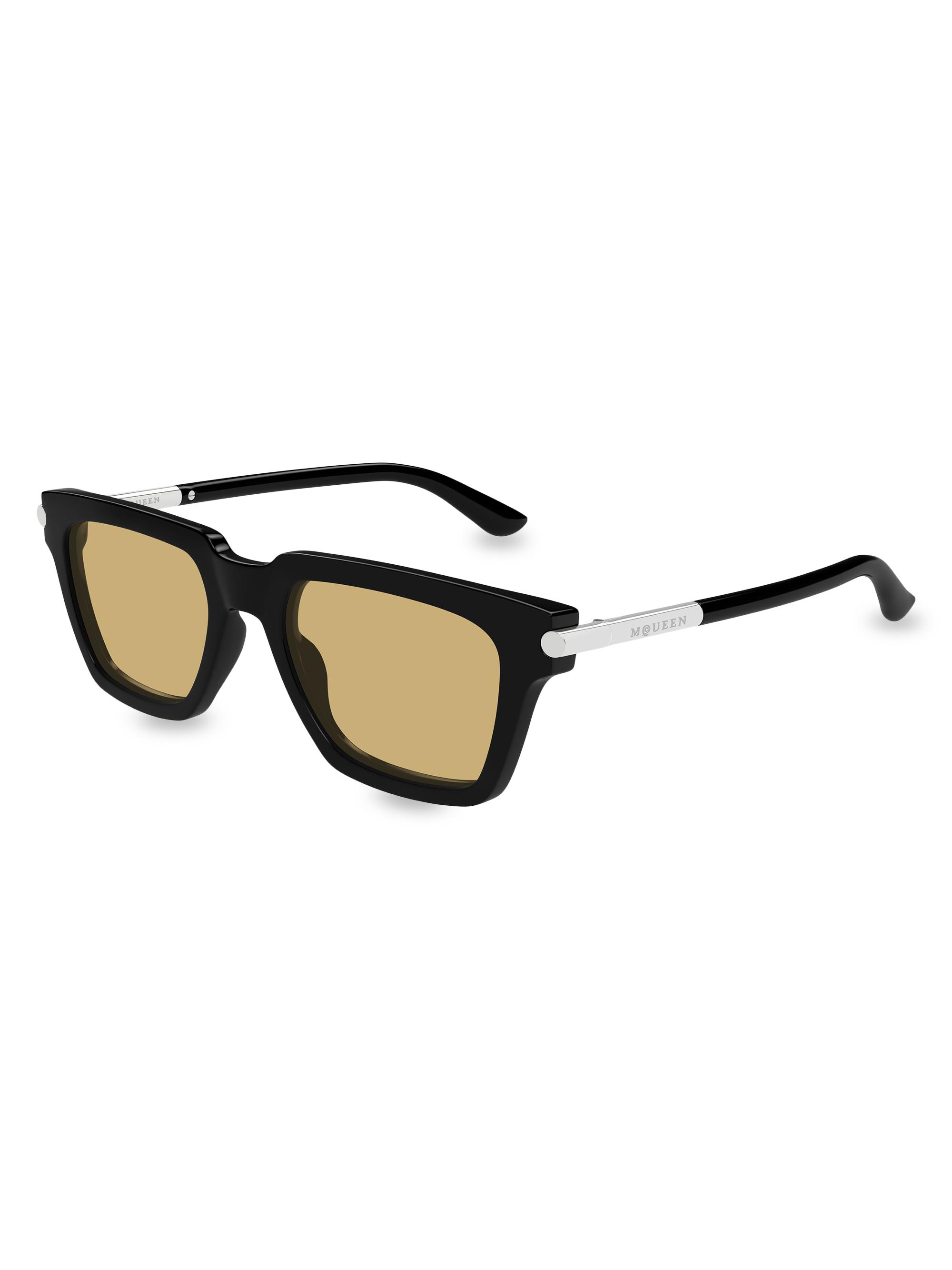 McQueen Men's 52MM T-Bar Icon Square Sunglasses - Black Brown