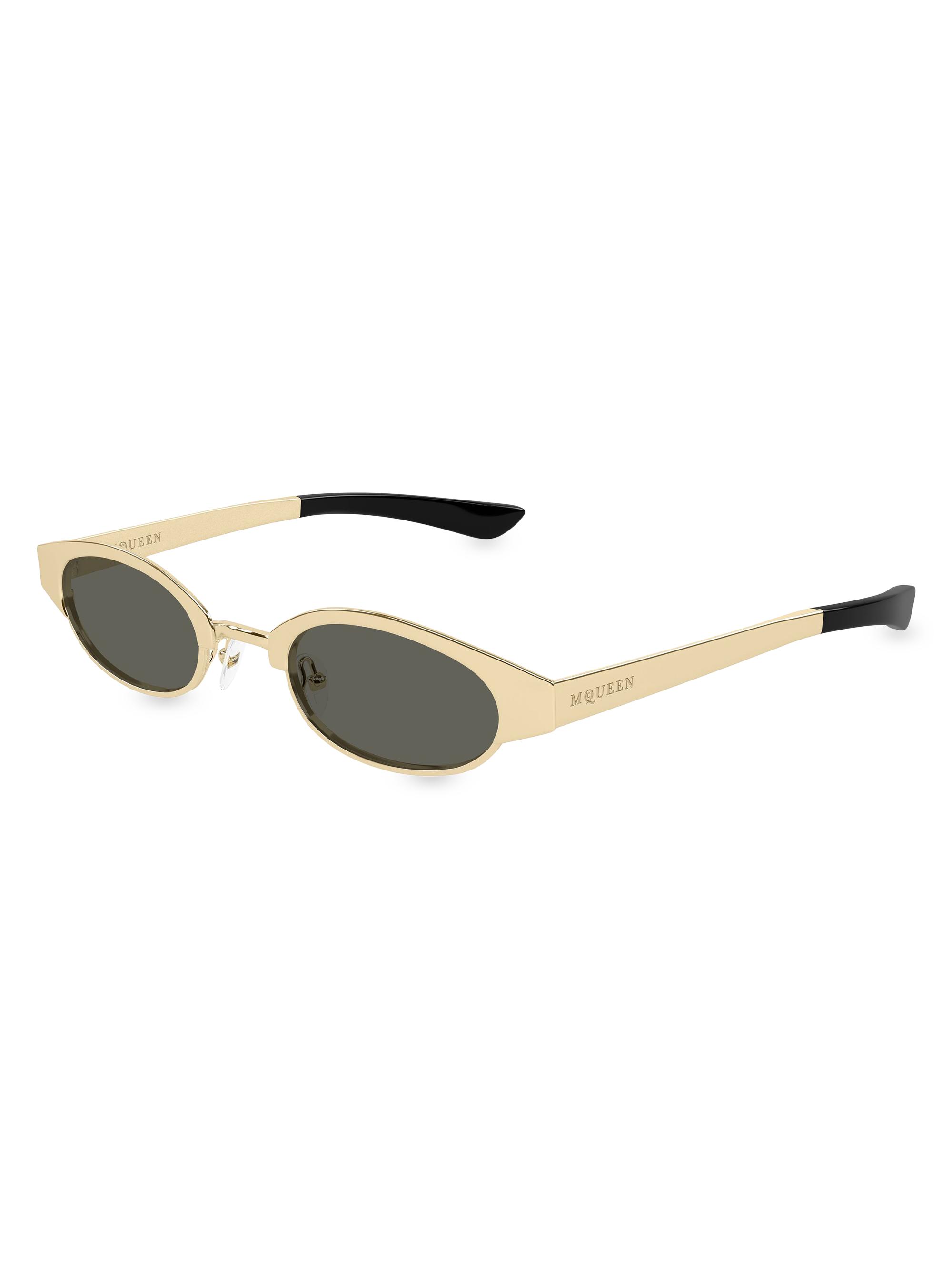 McQueen Men's Ellipse 48MM Oval Sunglasses - Gold Black