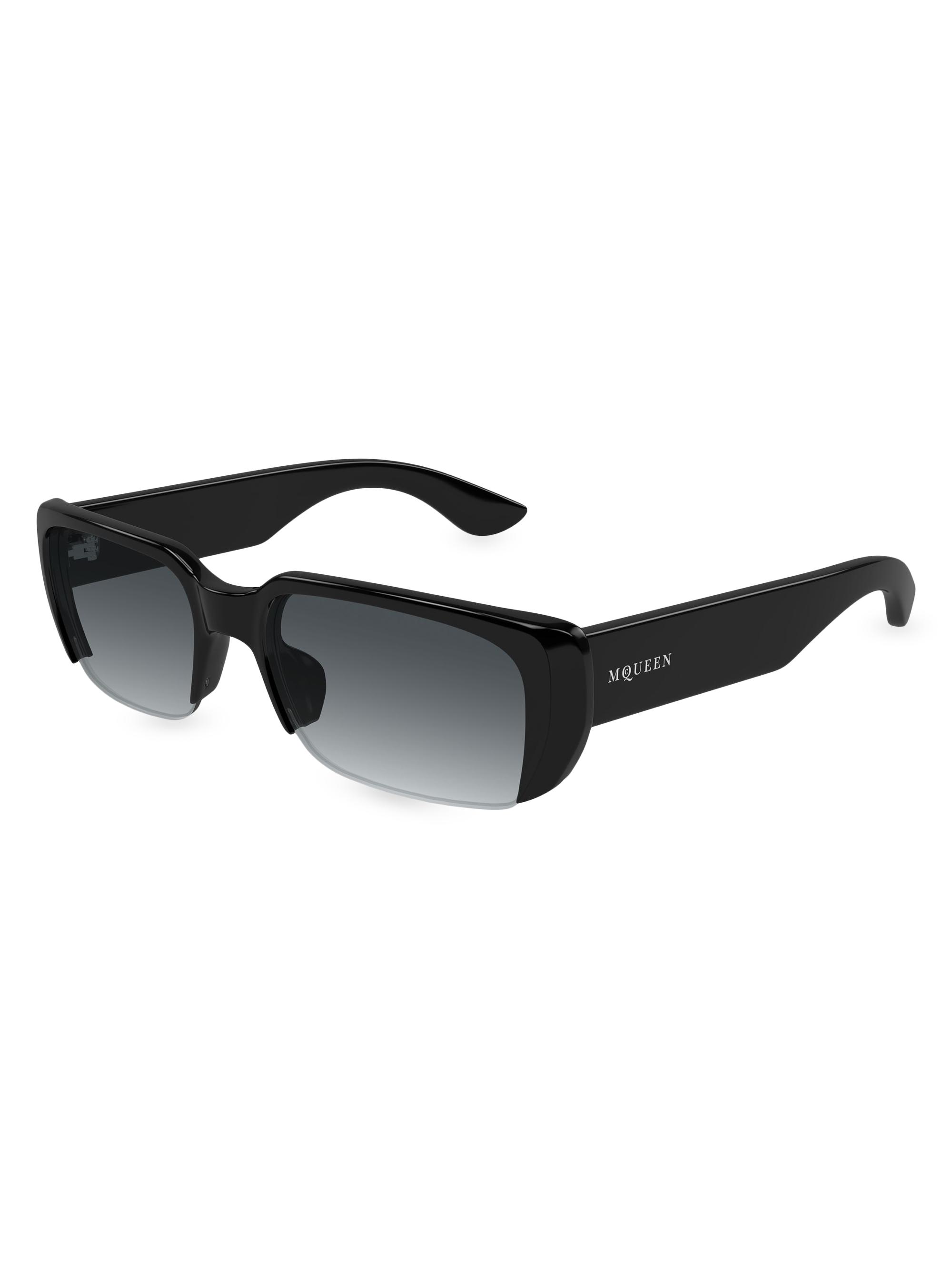 McQueen Men's  Horizon 56MM Rectangular Sunglasses - Black