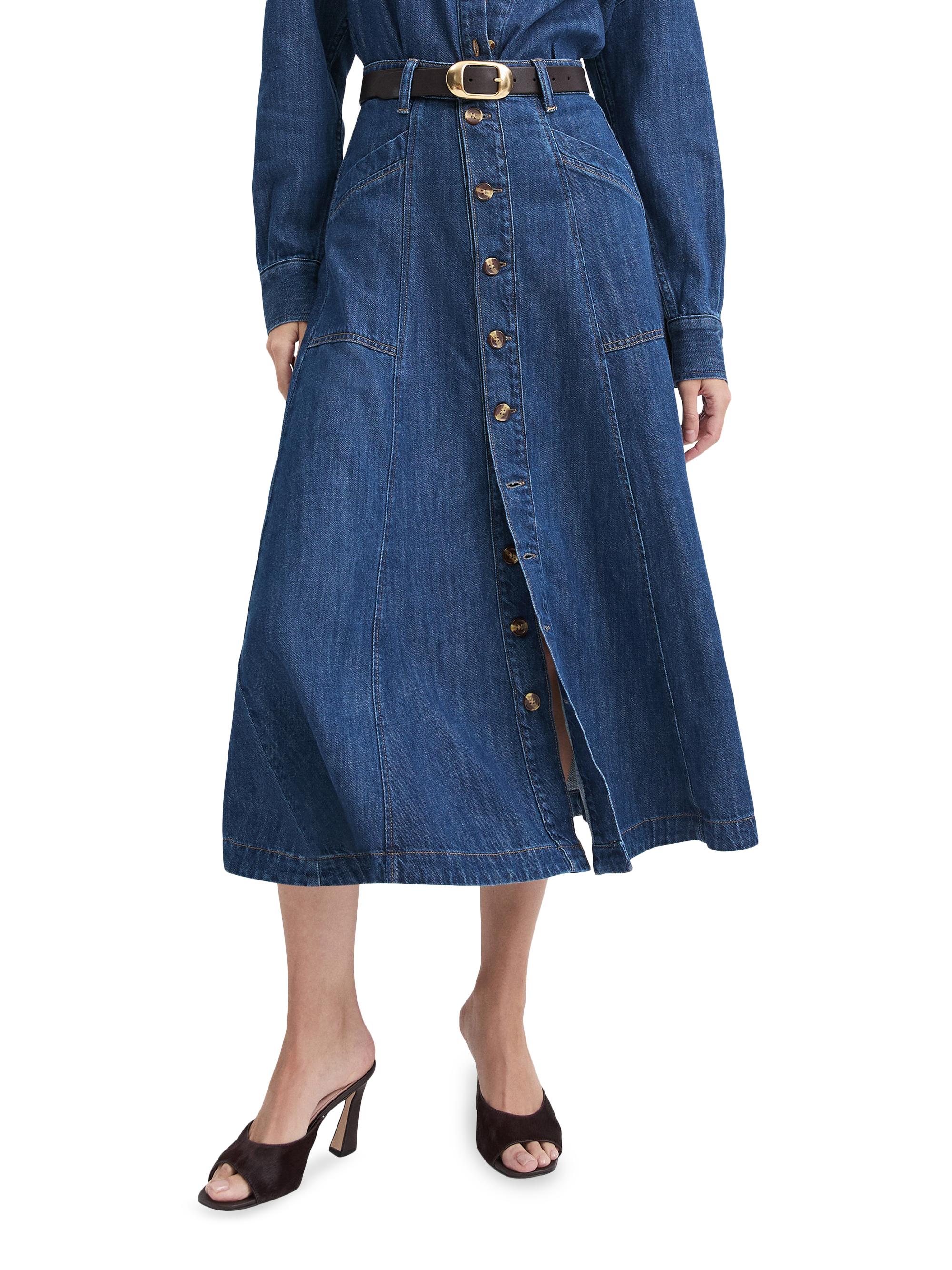 The Lila Denim Midi-Skirt