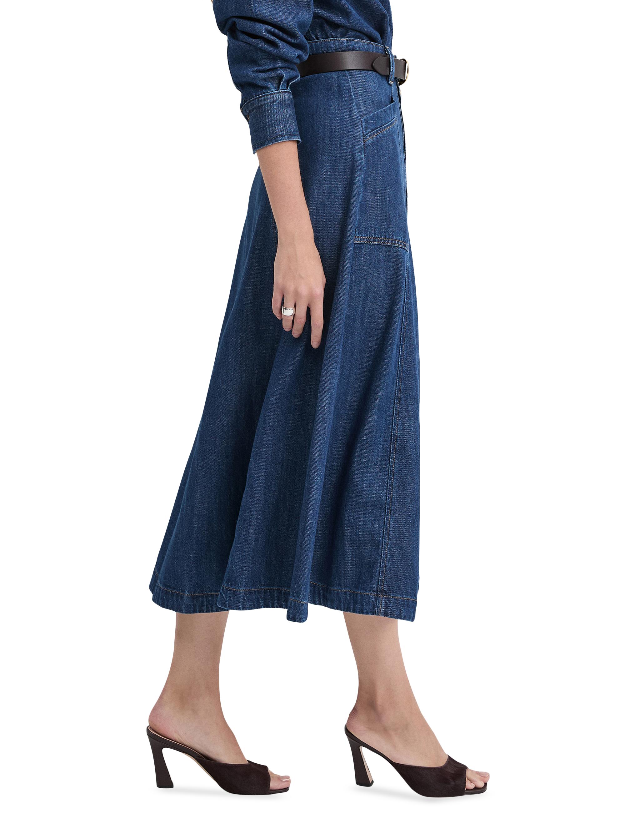 The Lila Denim Midi-Skirt