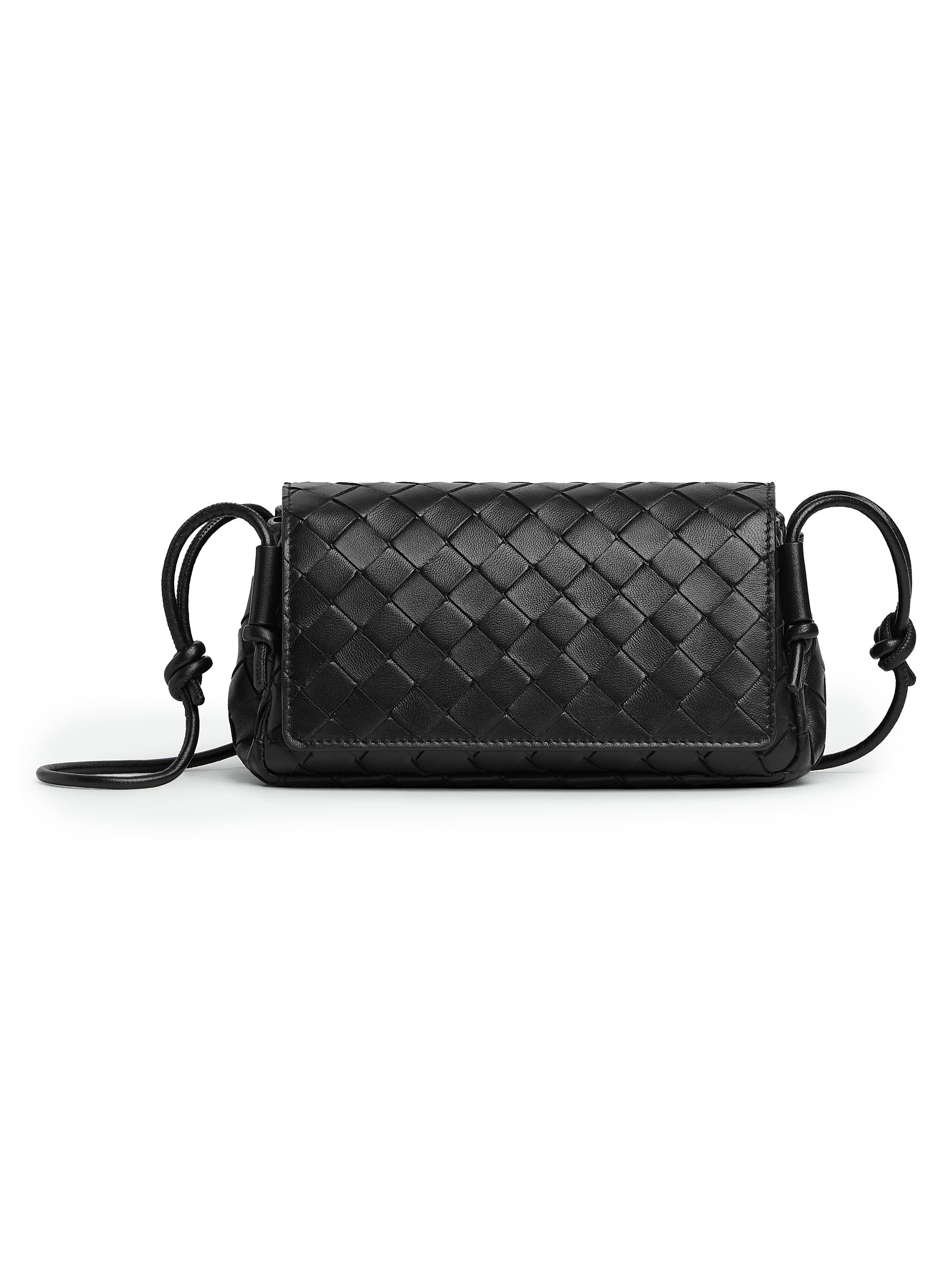 Bottega Veneta Flip Flap Small Prism Canvas & Leather Pouch