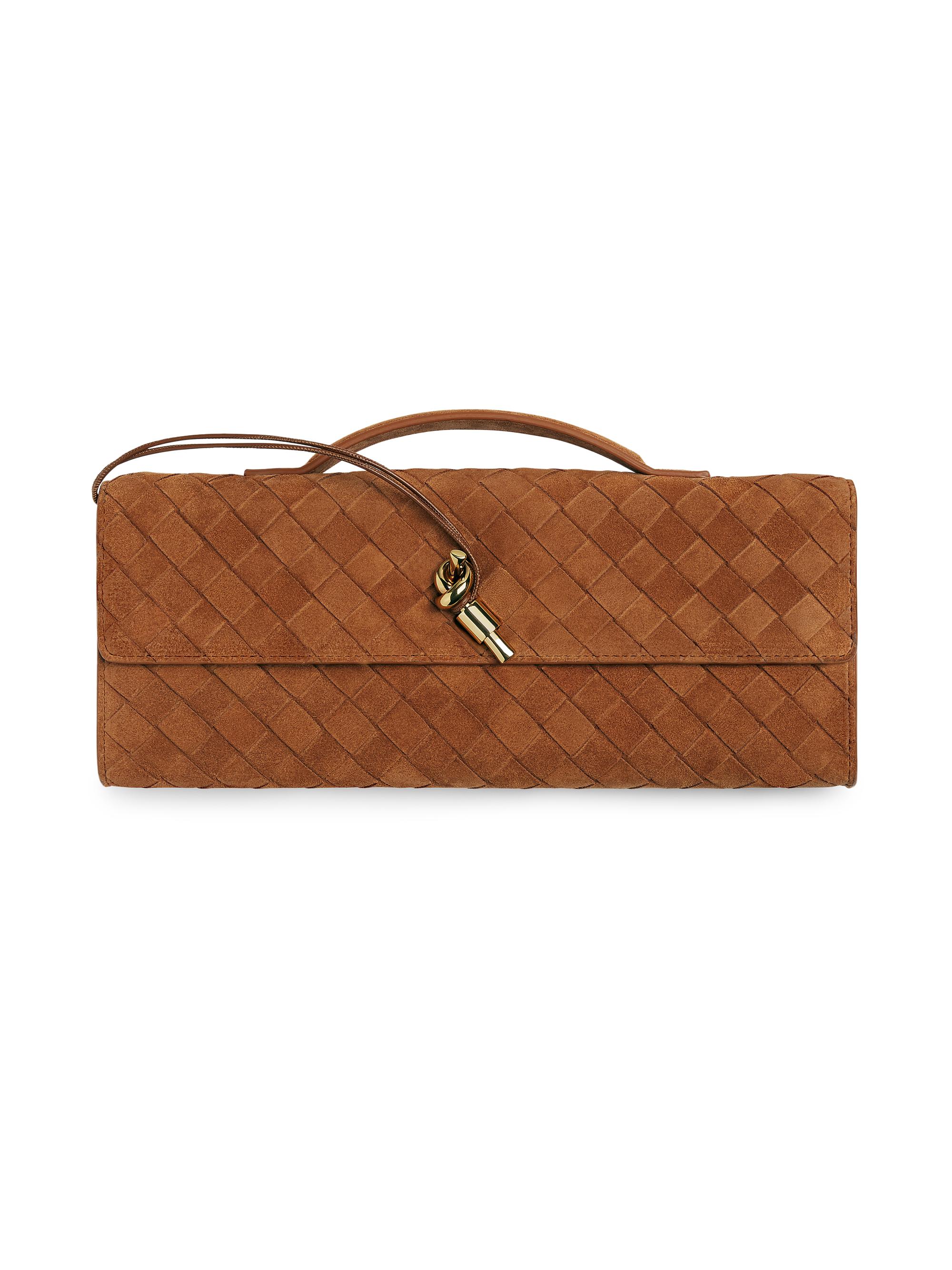 Bottega Veneta Andiamo Intrecciato Leather Top-Handle Clutch