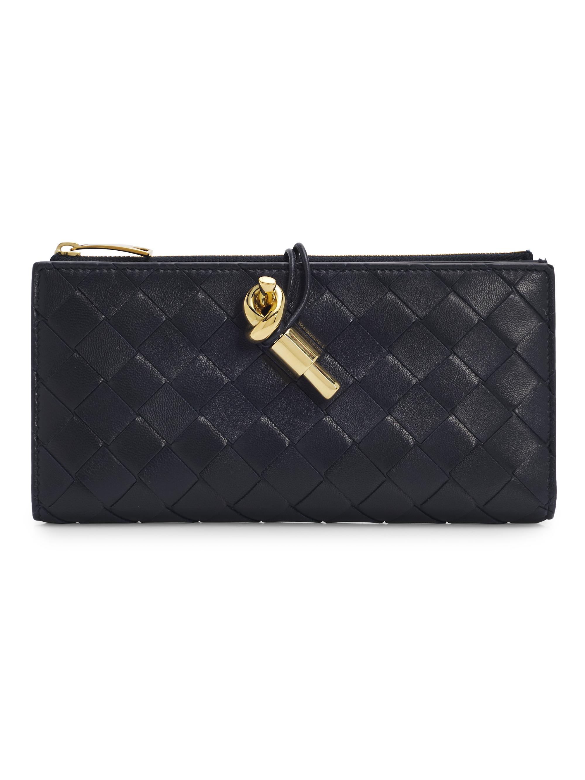 Bottega Veneta Women's Intrecciato Leather Wallet - Midnight Muse Brass