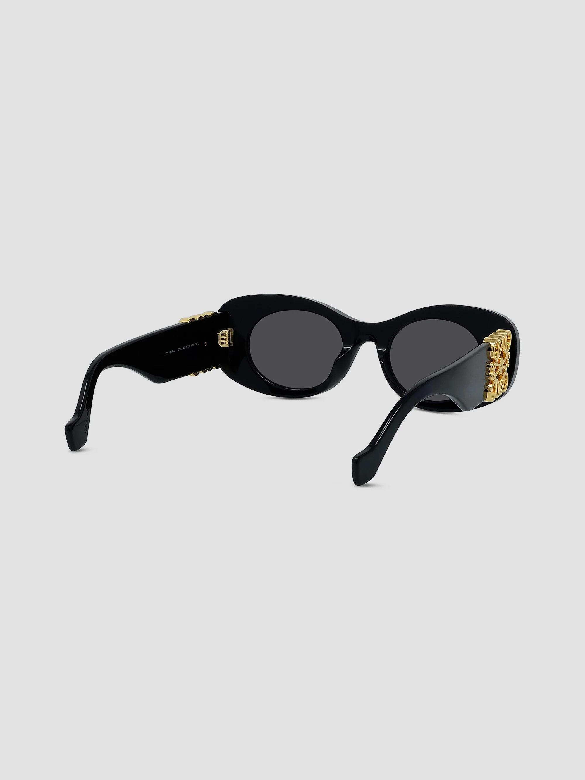 Loewe Glossy Black Oval Sunglasses Loewe Thin Mini Oval Sunglasses - Shiny Black/Smoke  main image 3