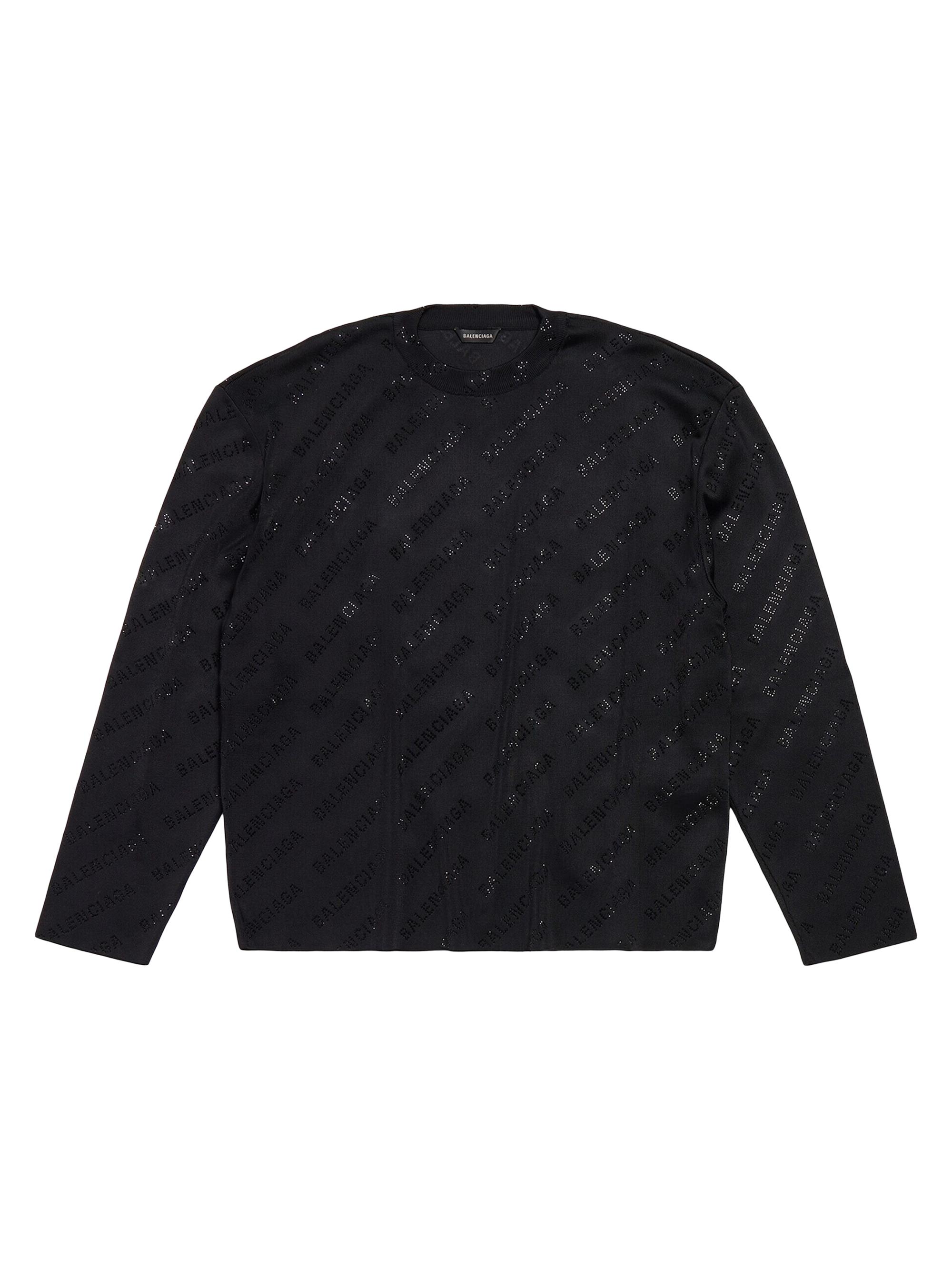 Balenciaga Women's Allover Logo Crewneck Sweater - Black