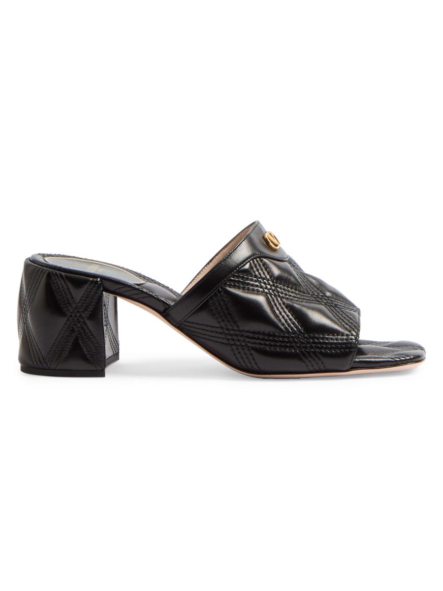 サンダル・ミュール Valentino Garavani Sandalo Quiltie 67 In Pelle Quiltie 67 Quilted Nappa Leather Slide Sandal 60mm for Woman