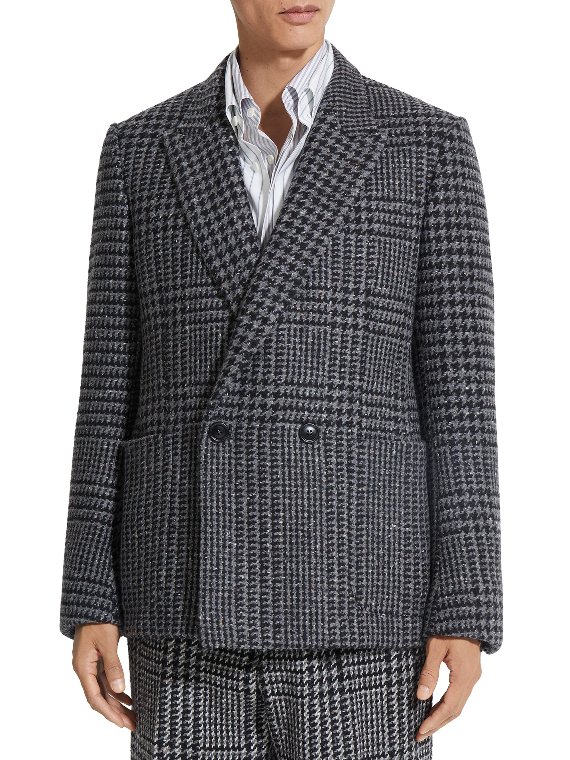 ZEGNA Men's Wool and Cashmere Jacket - Grey Black