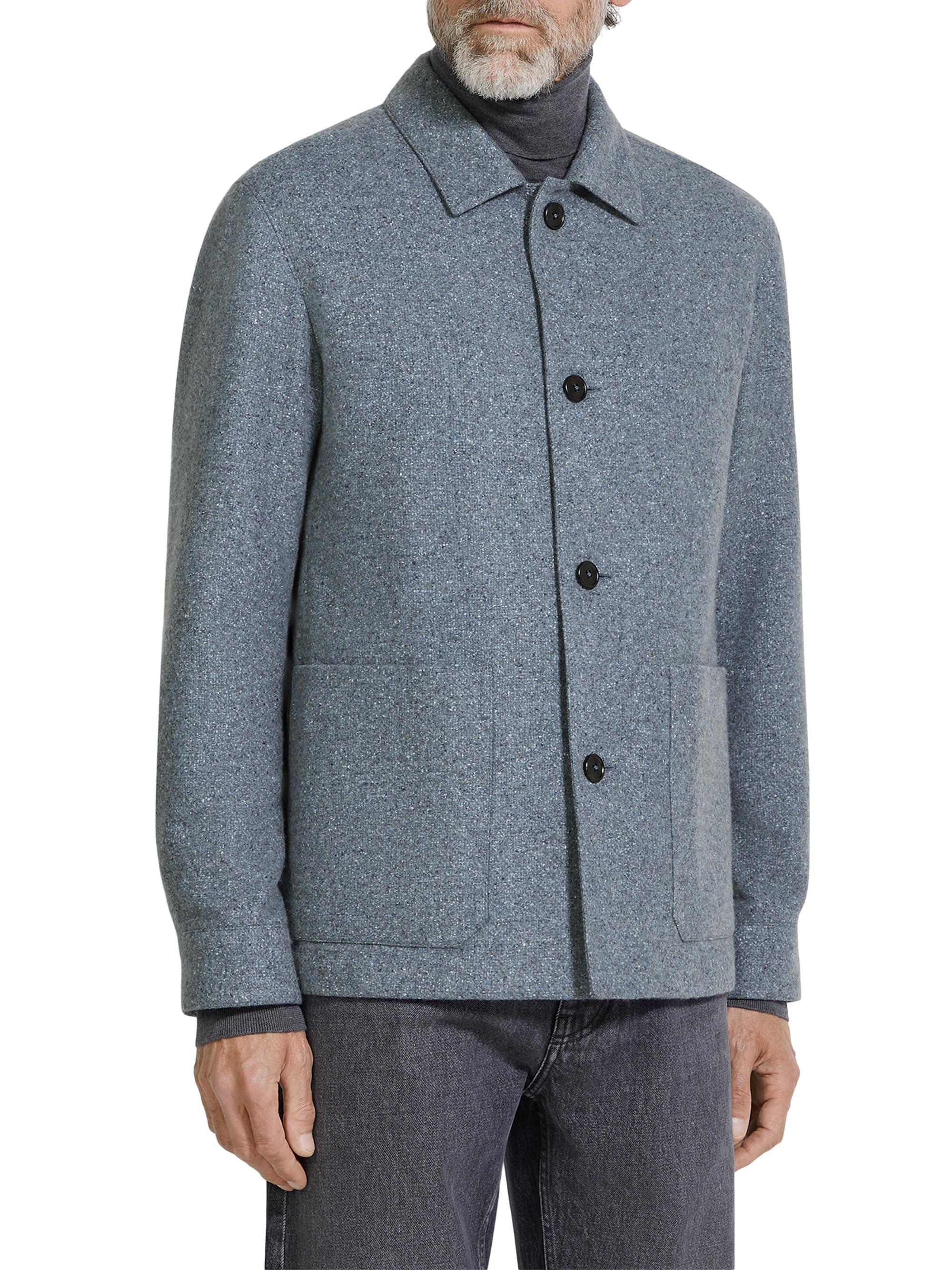 ZEGNA Men's Cashmere and Silk Alpe Chore Jacket - Light Blue