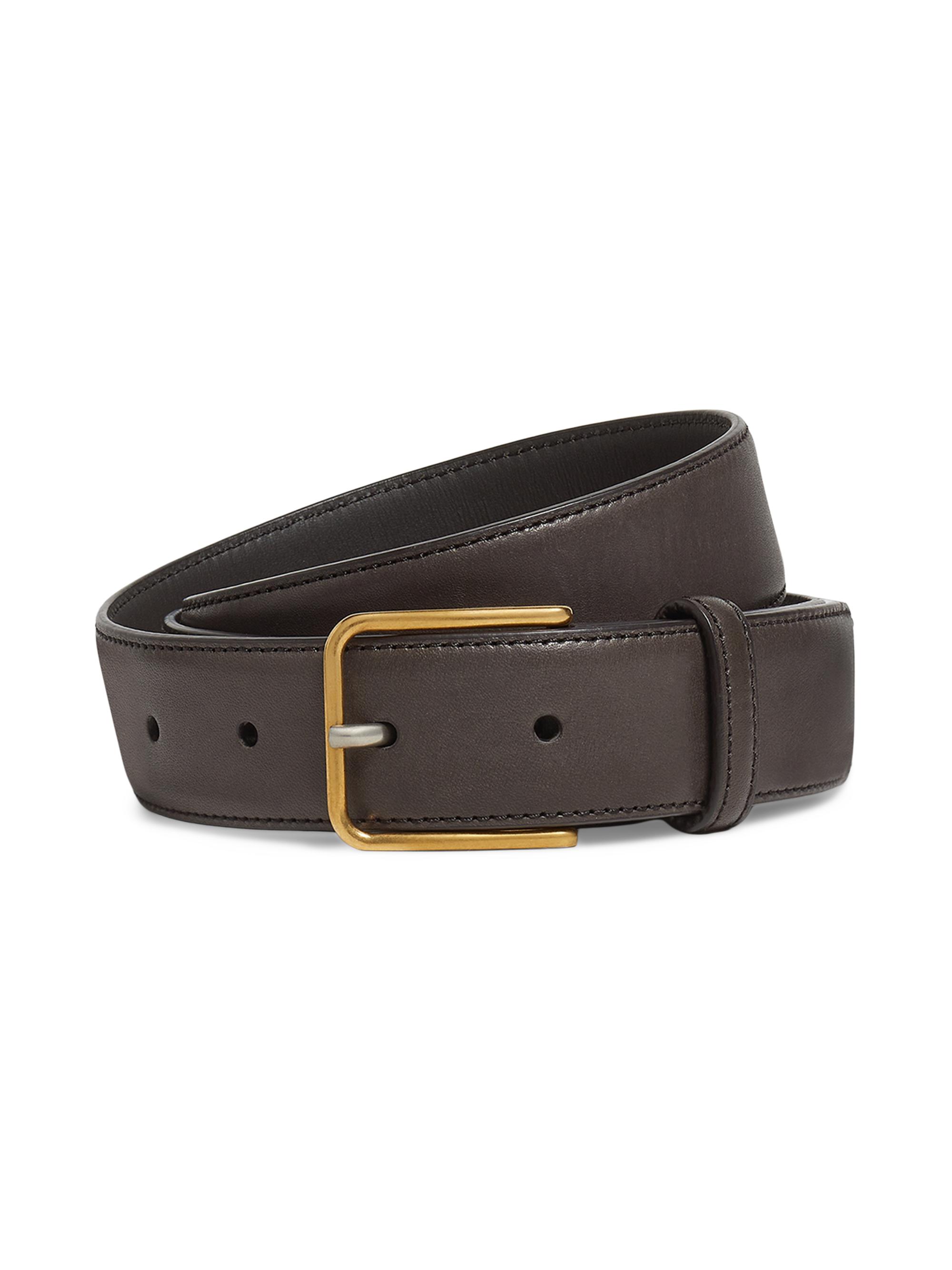 ZEGNA Men's Leather Belt - Dark Brown