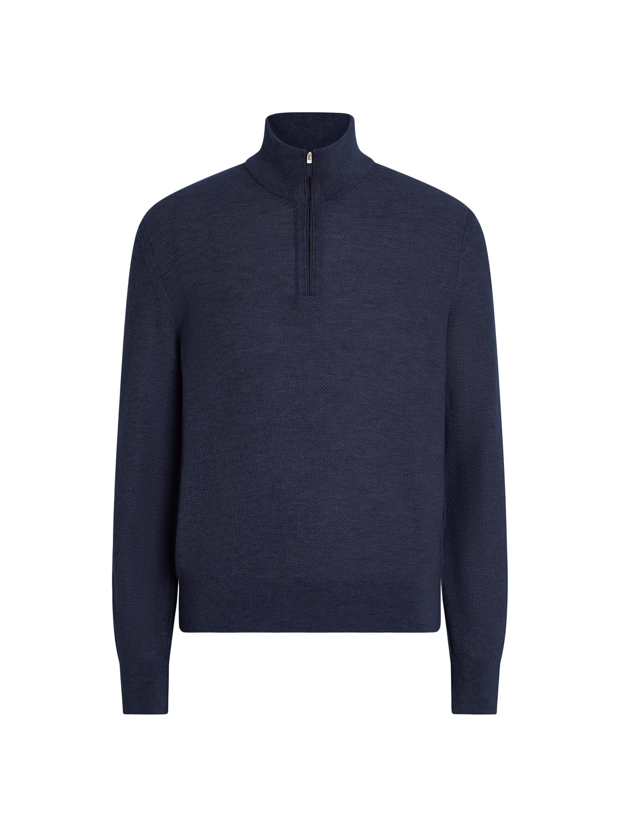 ZEGNA Men's Oasi Cashmere Zip Mock Neck Sweater - Ink Blue