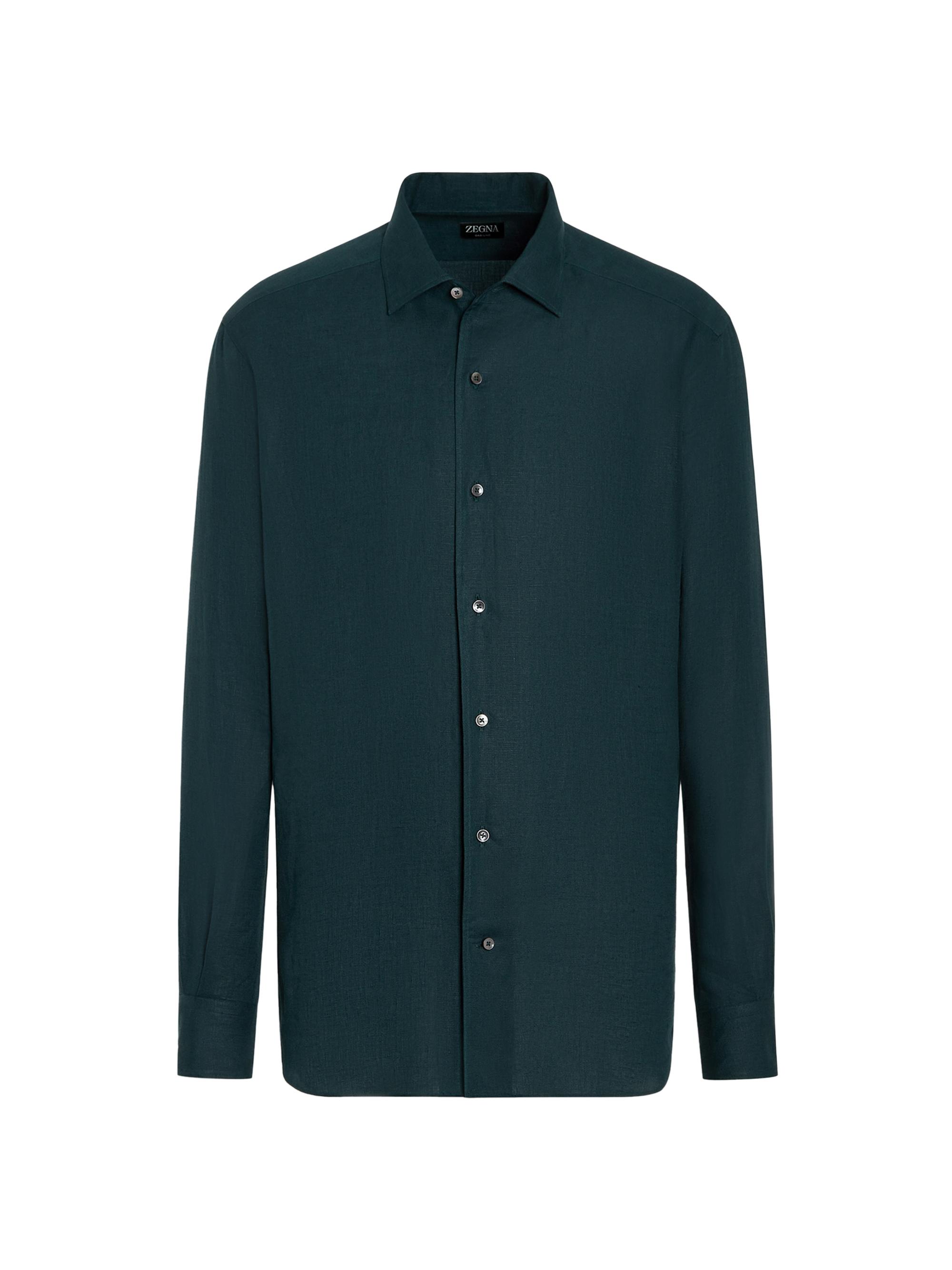 ZEGNA Men's Oasi Lino Shirt - Green