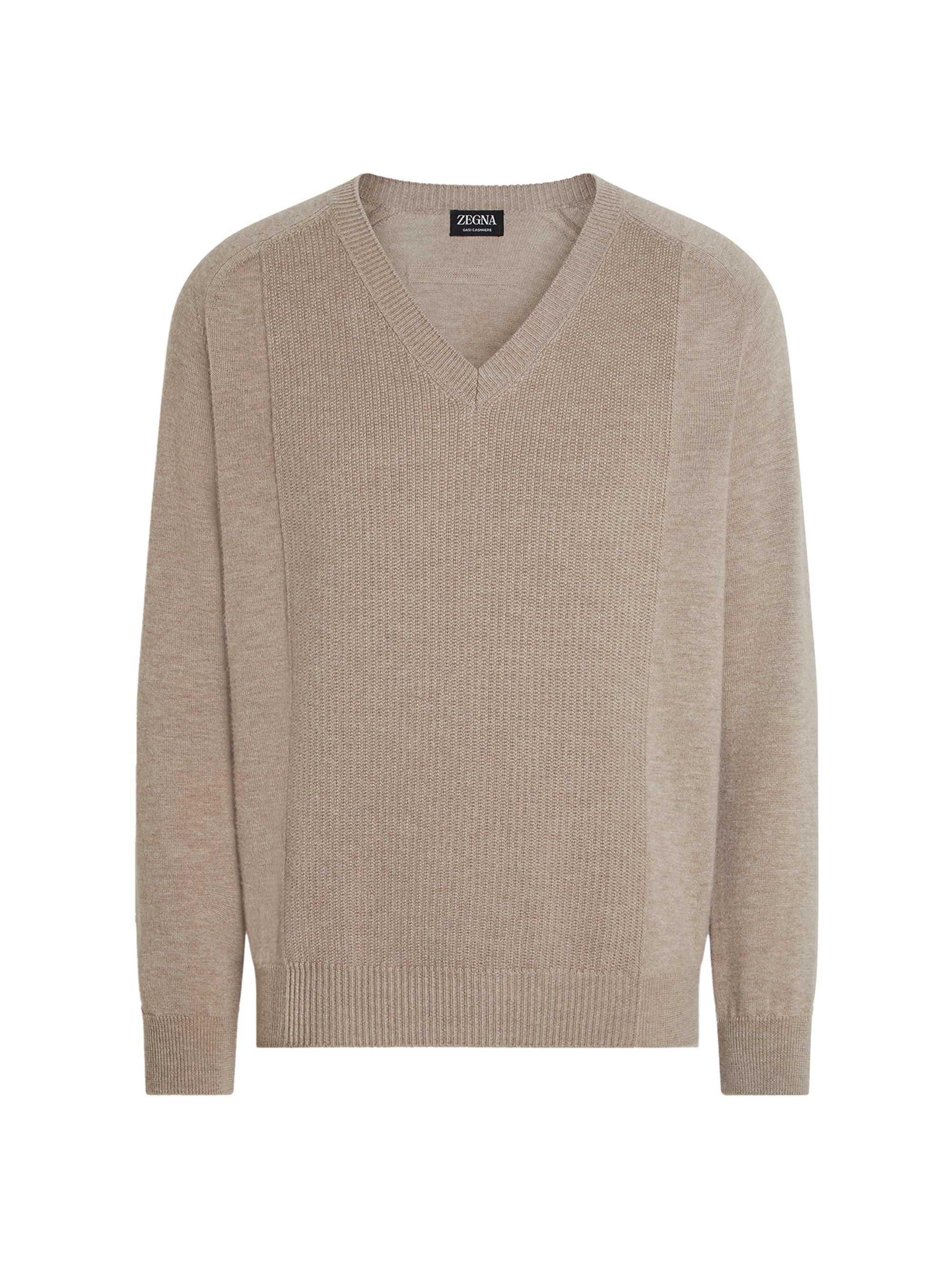 ZEGNA Men's Oasi Cashmere V-Neck Sweater - Light Taupe