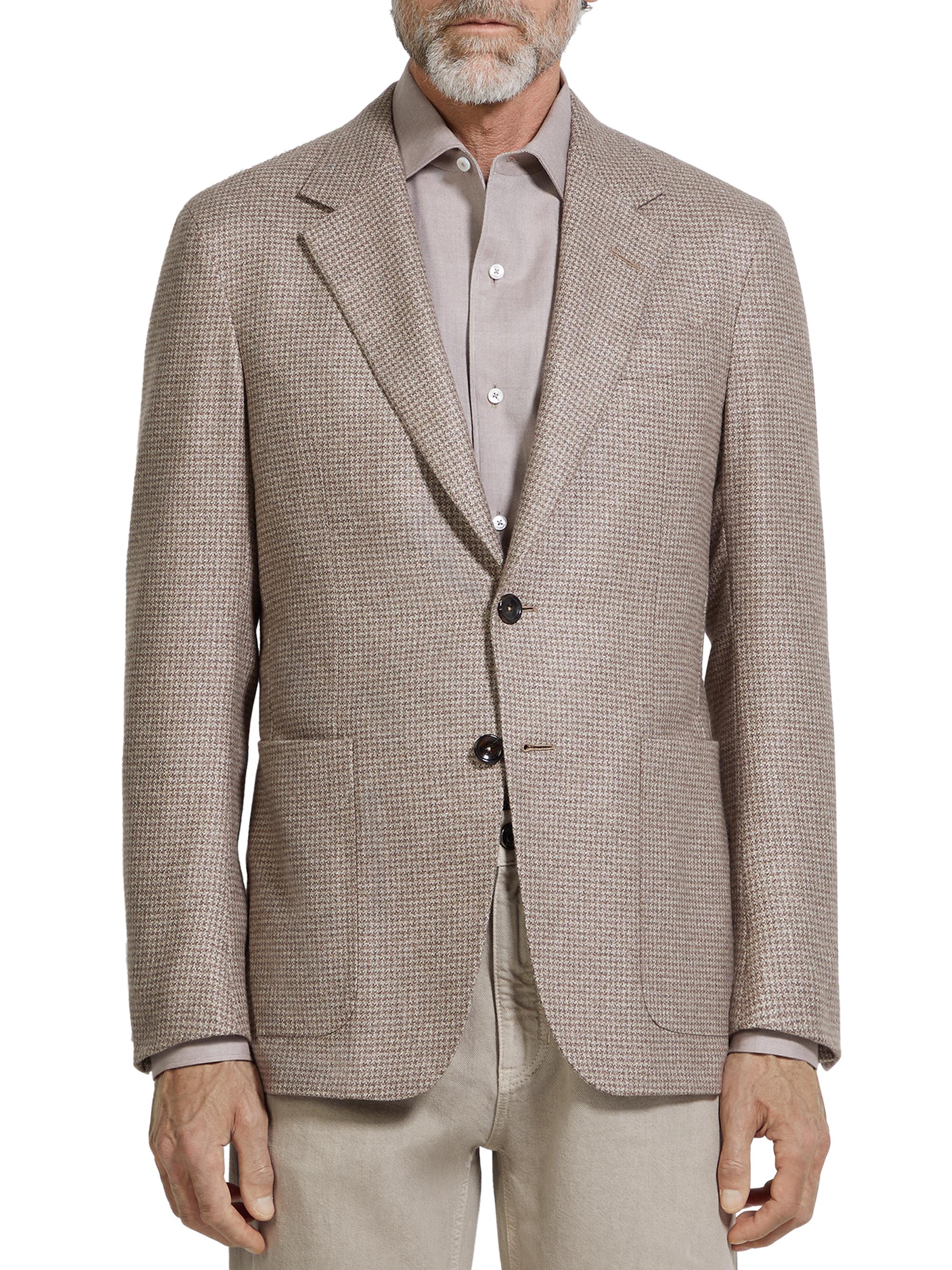 ZEGNA Men's Silk and Cashmere Blazer - Light Beige