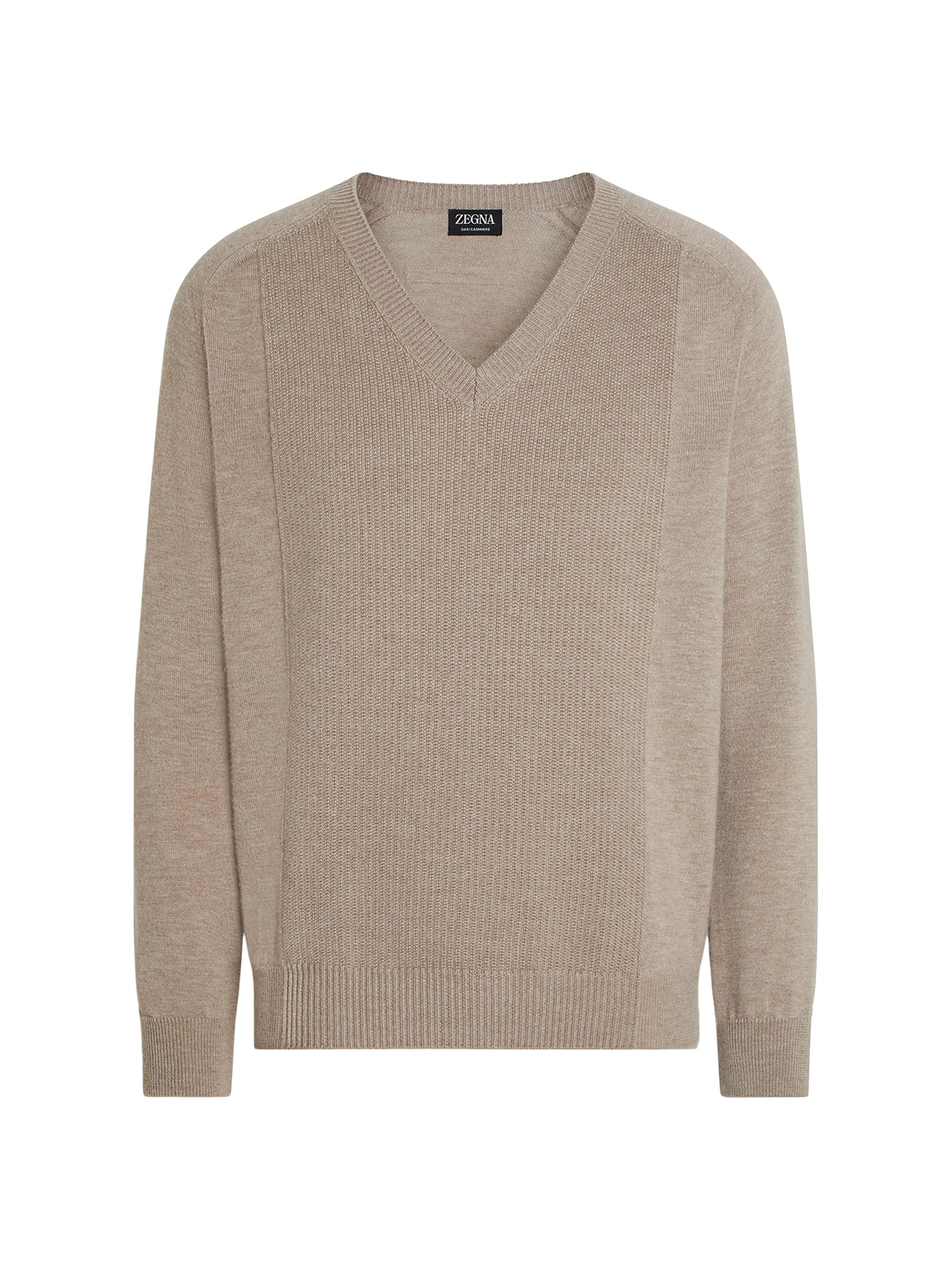 ZEGNA Men's Oasi Cashmere V-Neck Sweater - Light Taupe