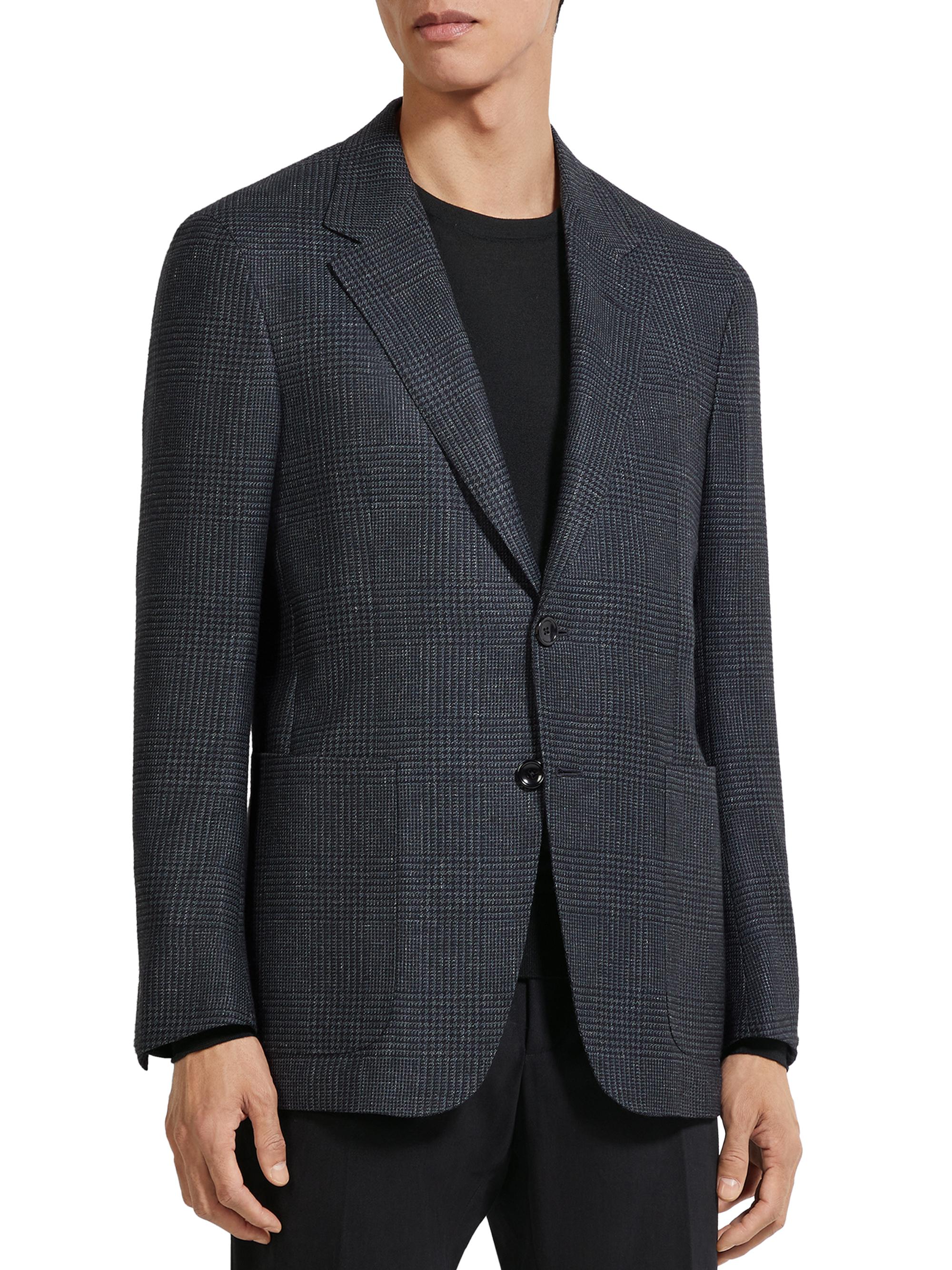 ZEGNA Men's Silk Cashmere and Linen Jacket - Grey Black