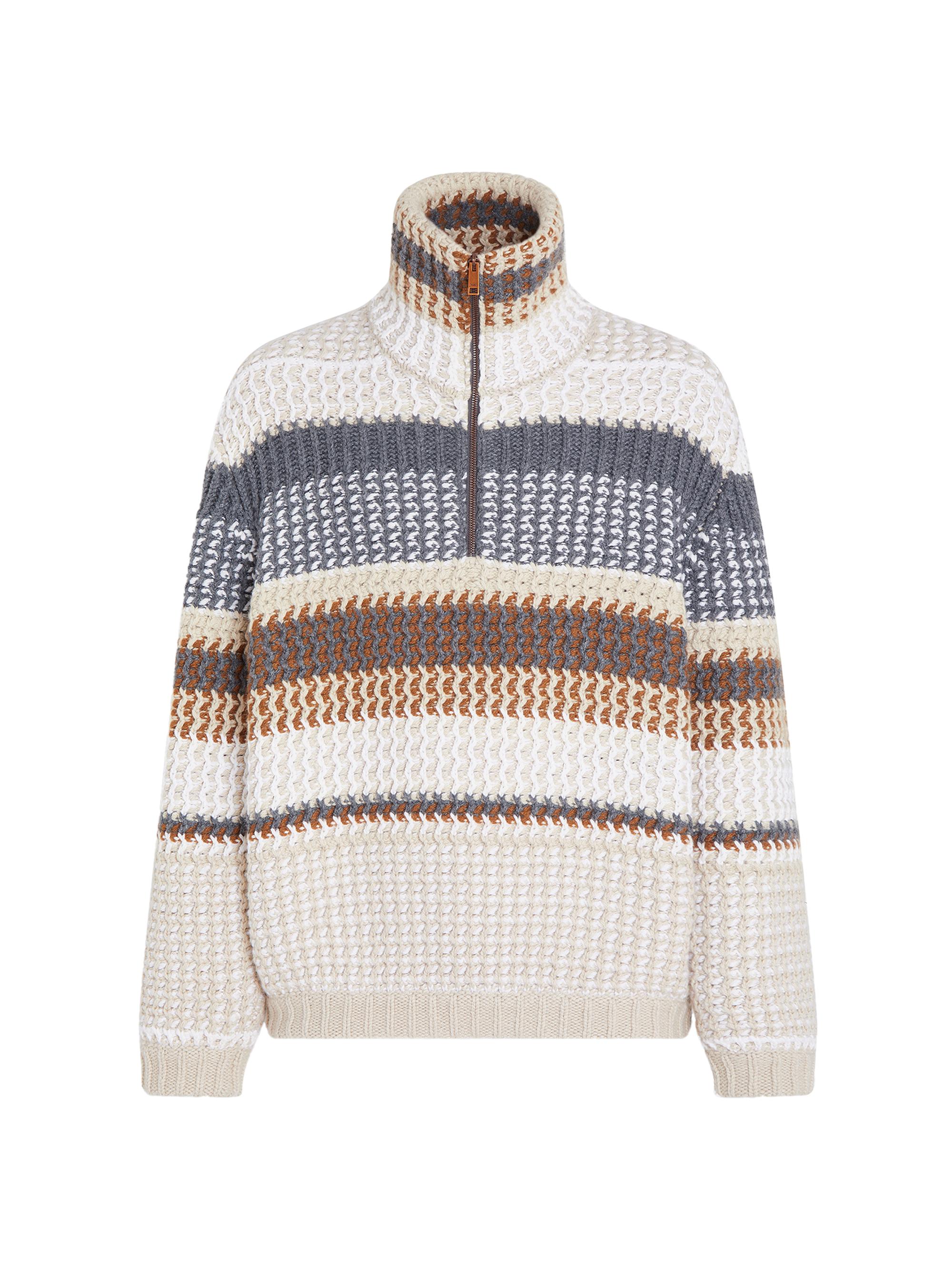 ZEGNA Men's Oasi Cashmere High Neck Sweater - Light Beige Multi