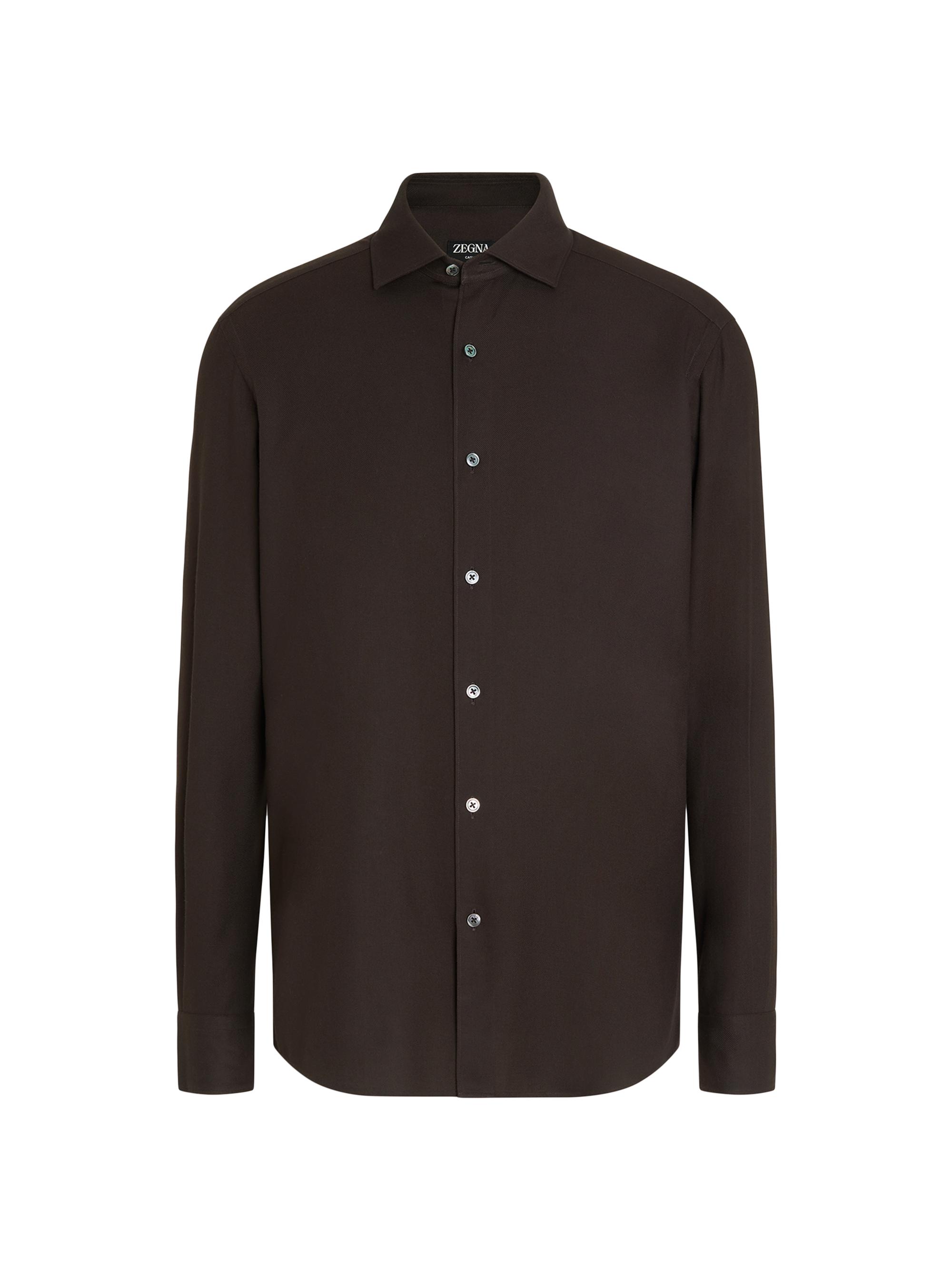ZEGNA Men's Cashco Shirt - Dark Brown
