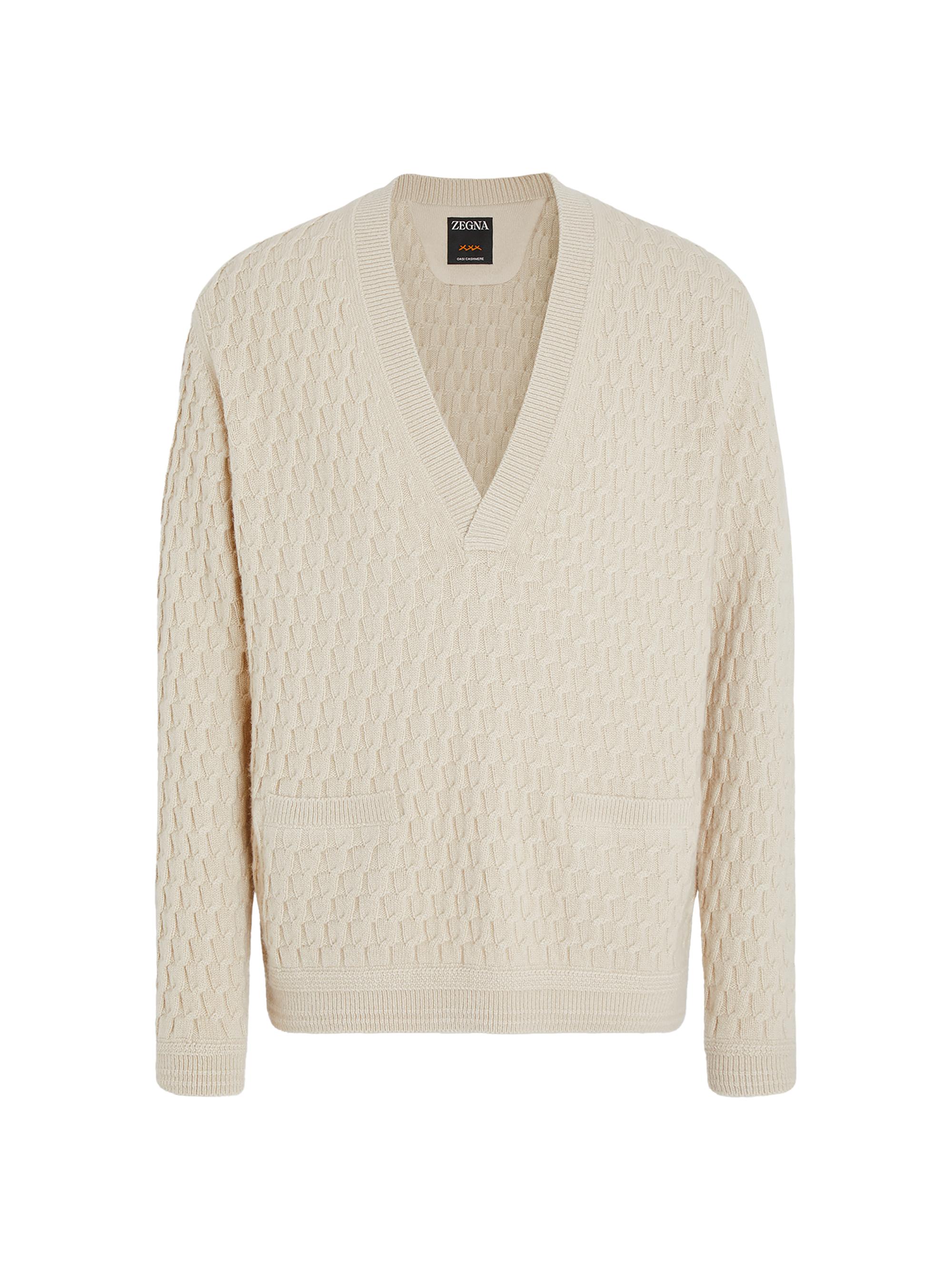 ZEGNA Men's Oasi Cashmere V-Neck Sweater - Light Beige
