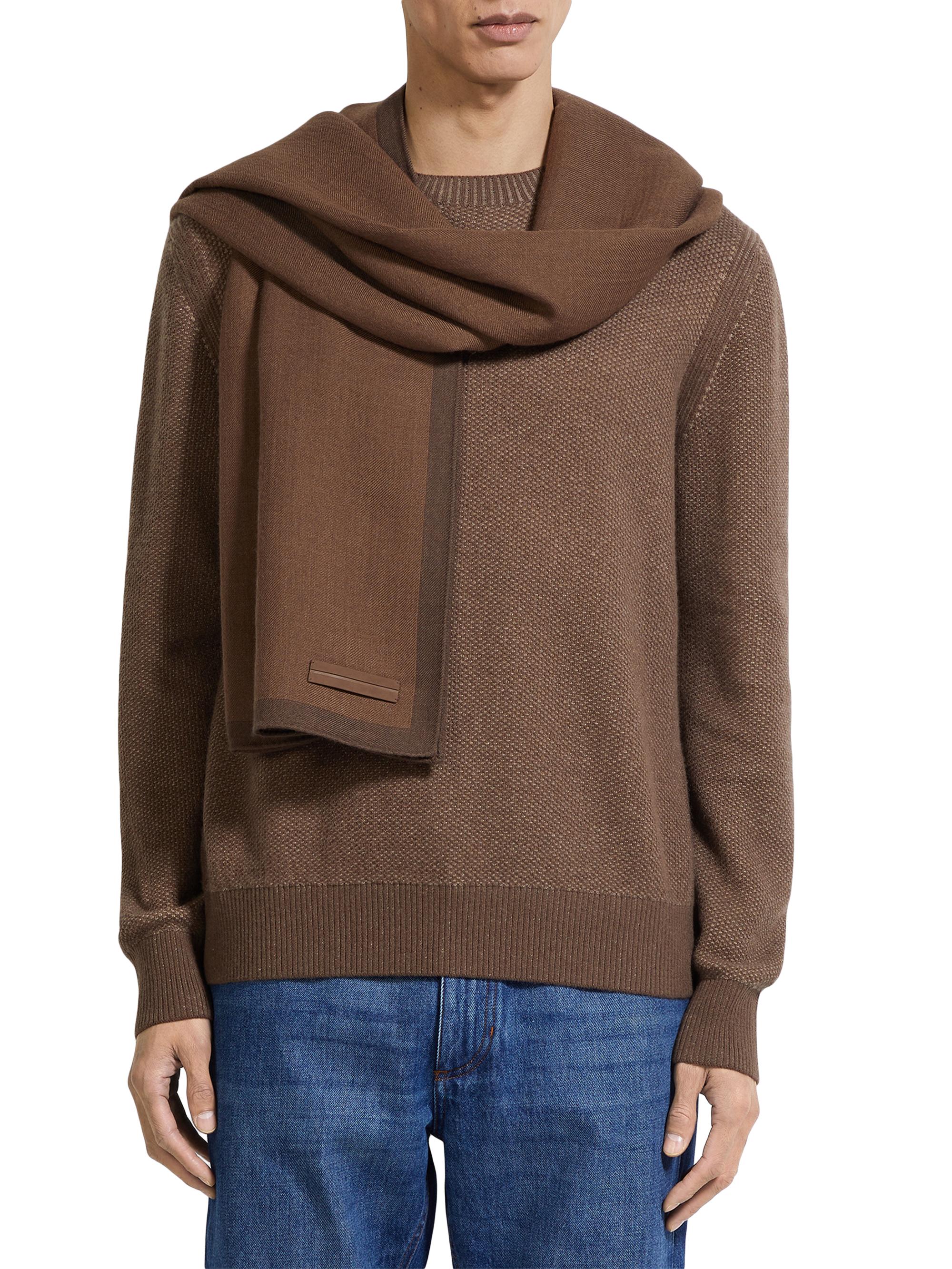 ZEGNA Men's Cashmere and Silk Scarf - Brown