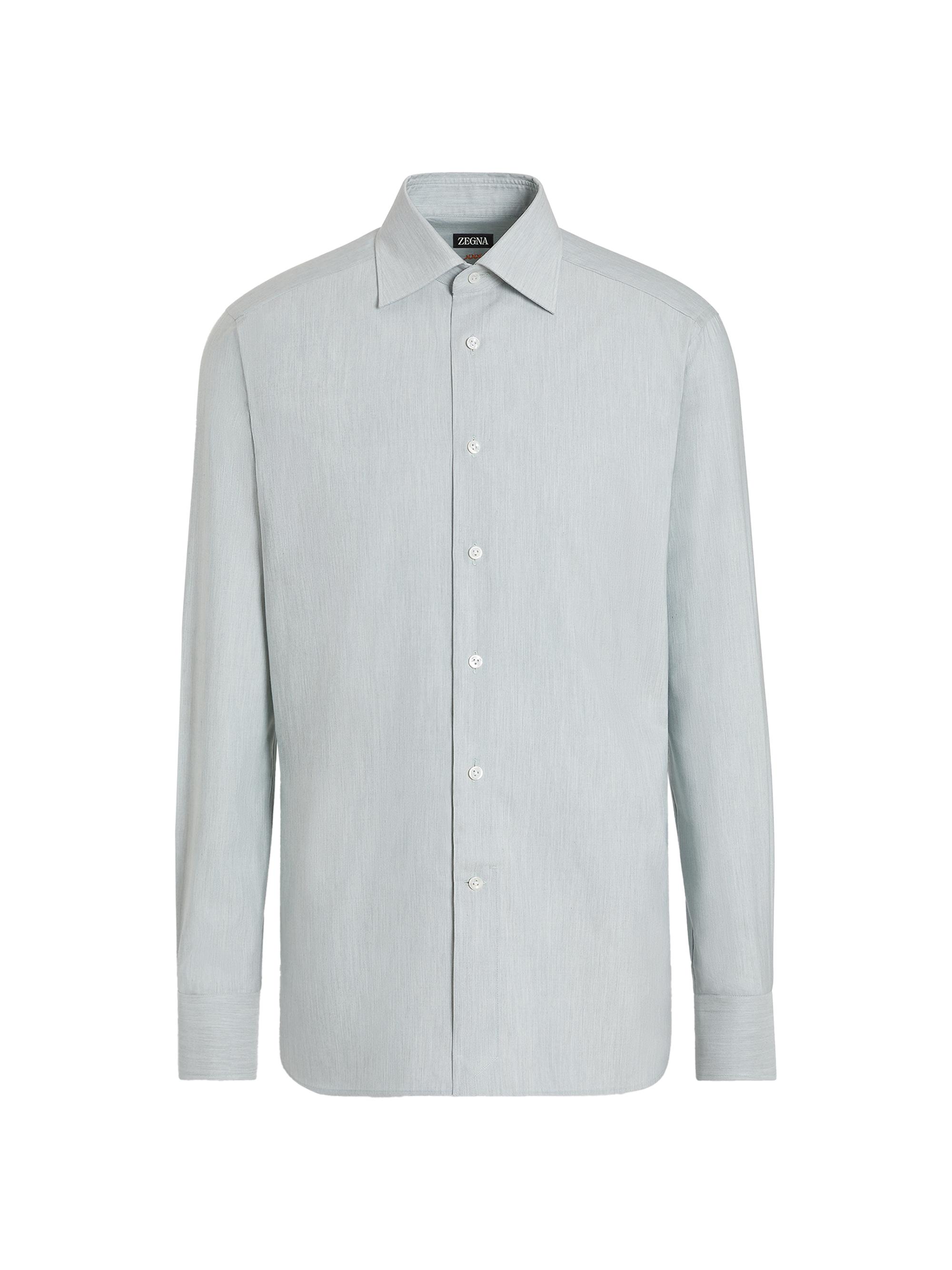 ZEGNA Men's Silk Cotton and Cashmere Shirt - Aqua Green