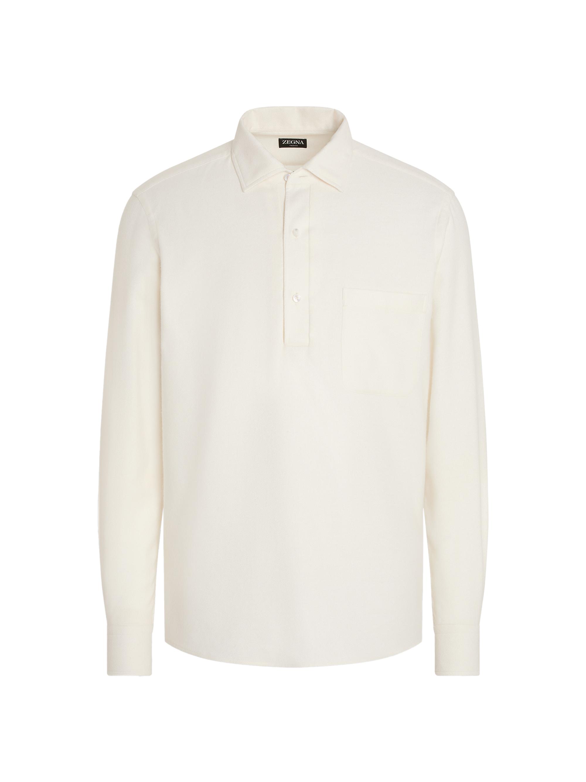 ZEGNA Men's Cashco Shirt - White Melange