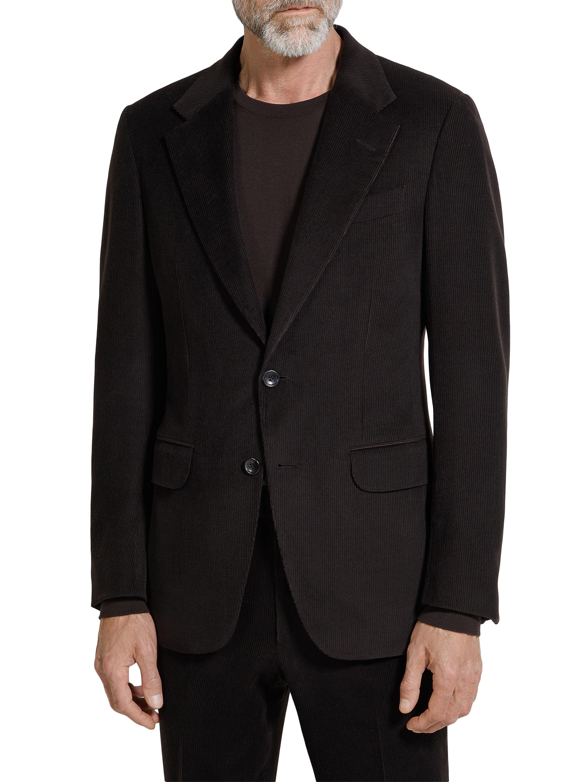 ZEGNA Men's Cashmere Wool and Silk Blend Jacket - Dark Brown