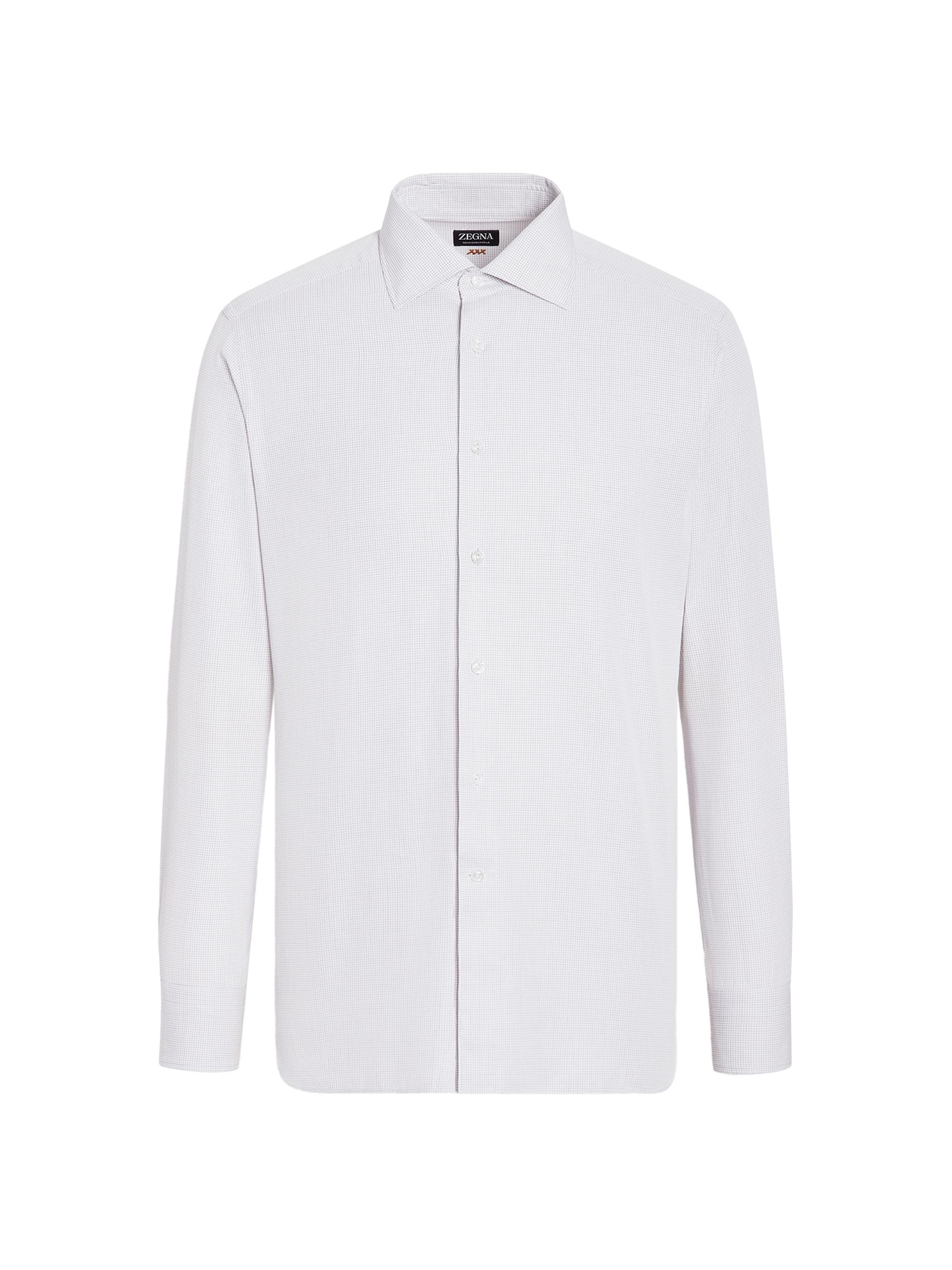 ZEGNA Men's Micro-Checked Centoventimila Cotton Shirt - White