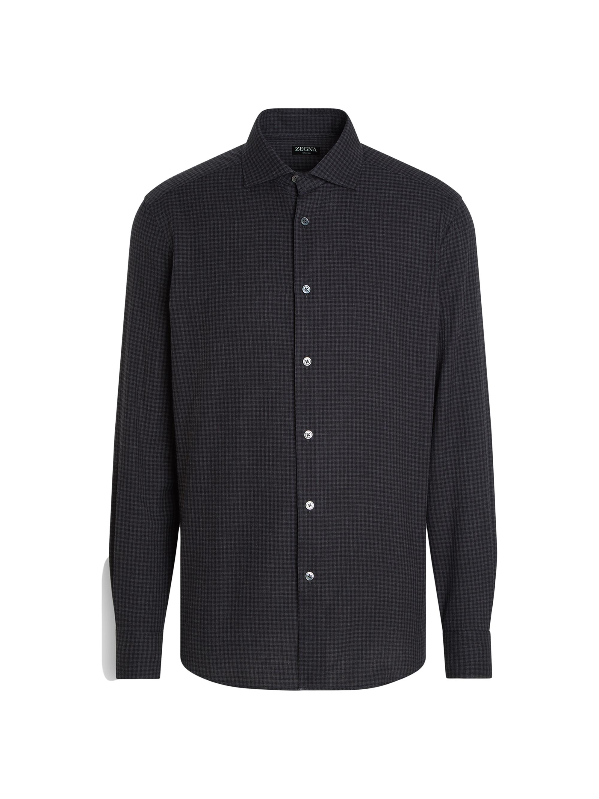 ZEGNA Men's Cashco Shirt - Dark Green Black