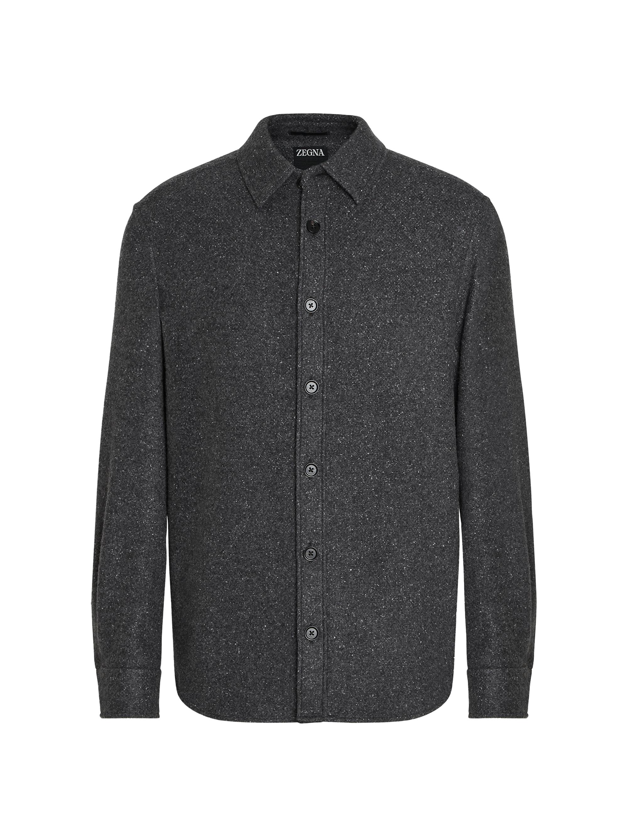 ZEGNA Men's Cashmere and Silk Overshirt - Dark Grey