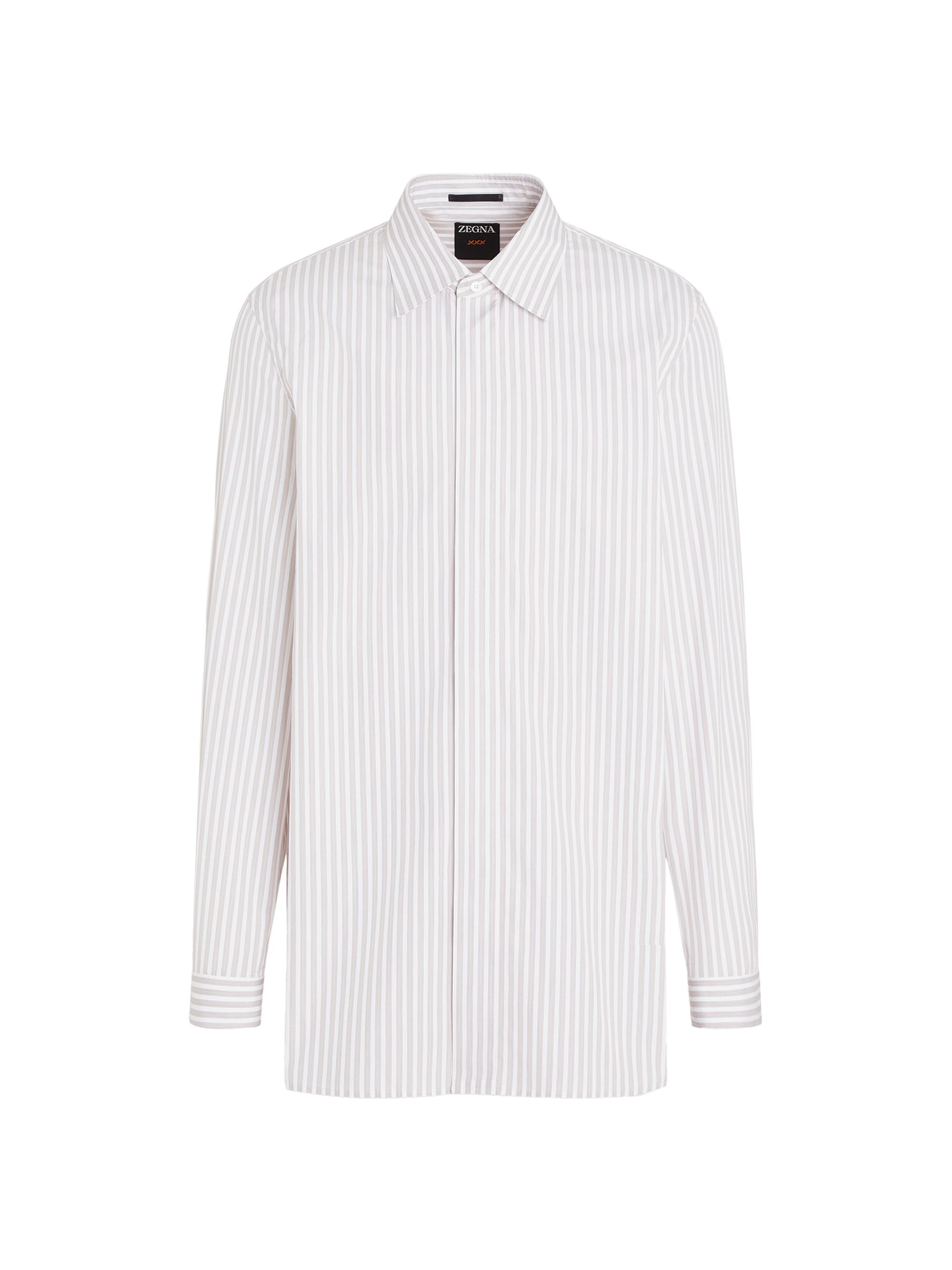 ZEGNA Men's Centoventimila Cotton Shirt - White Brown