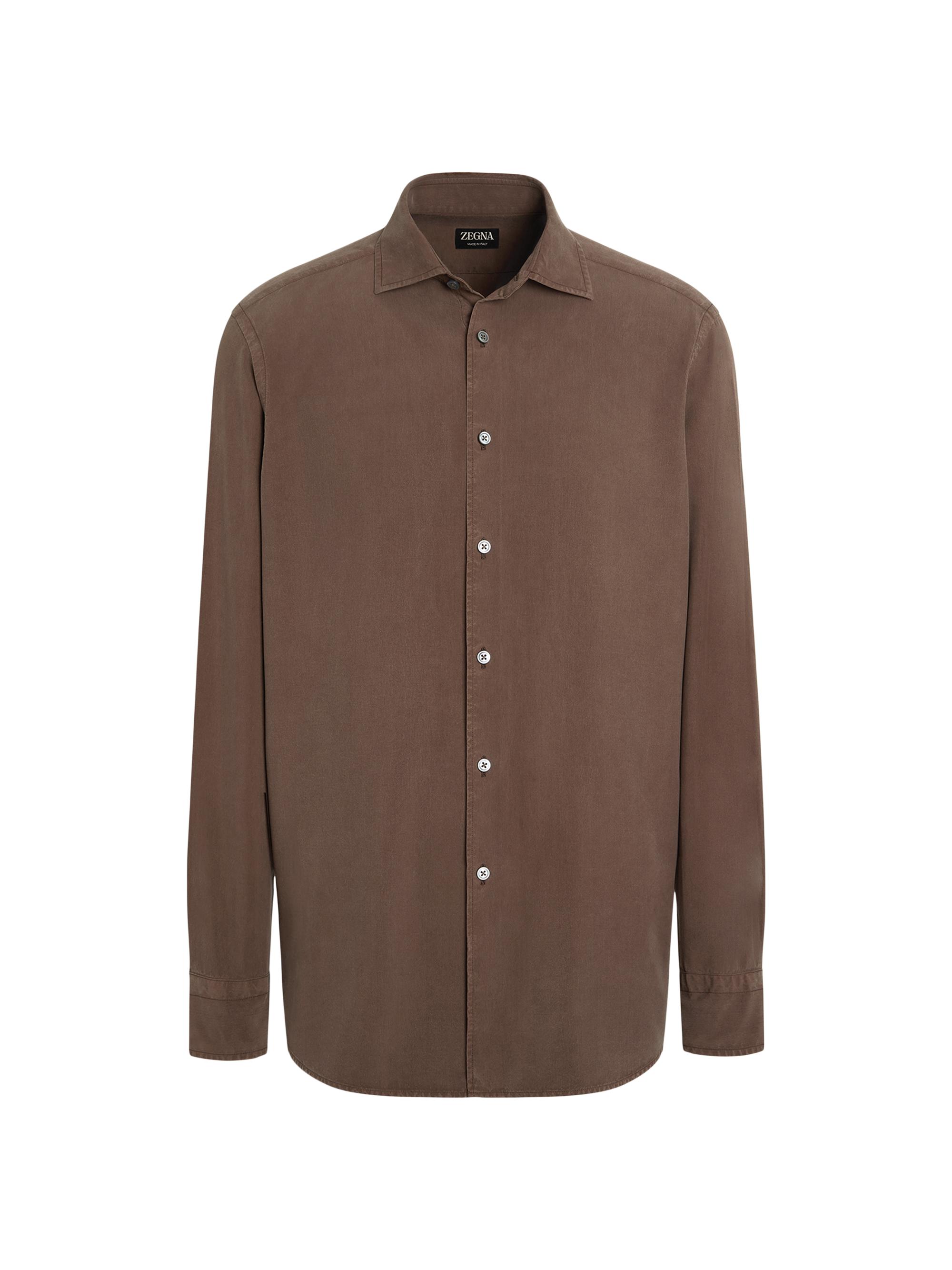 ZEGNA Men's Silk Shirt - Brown