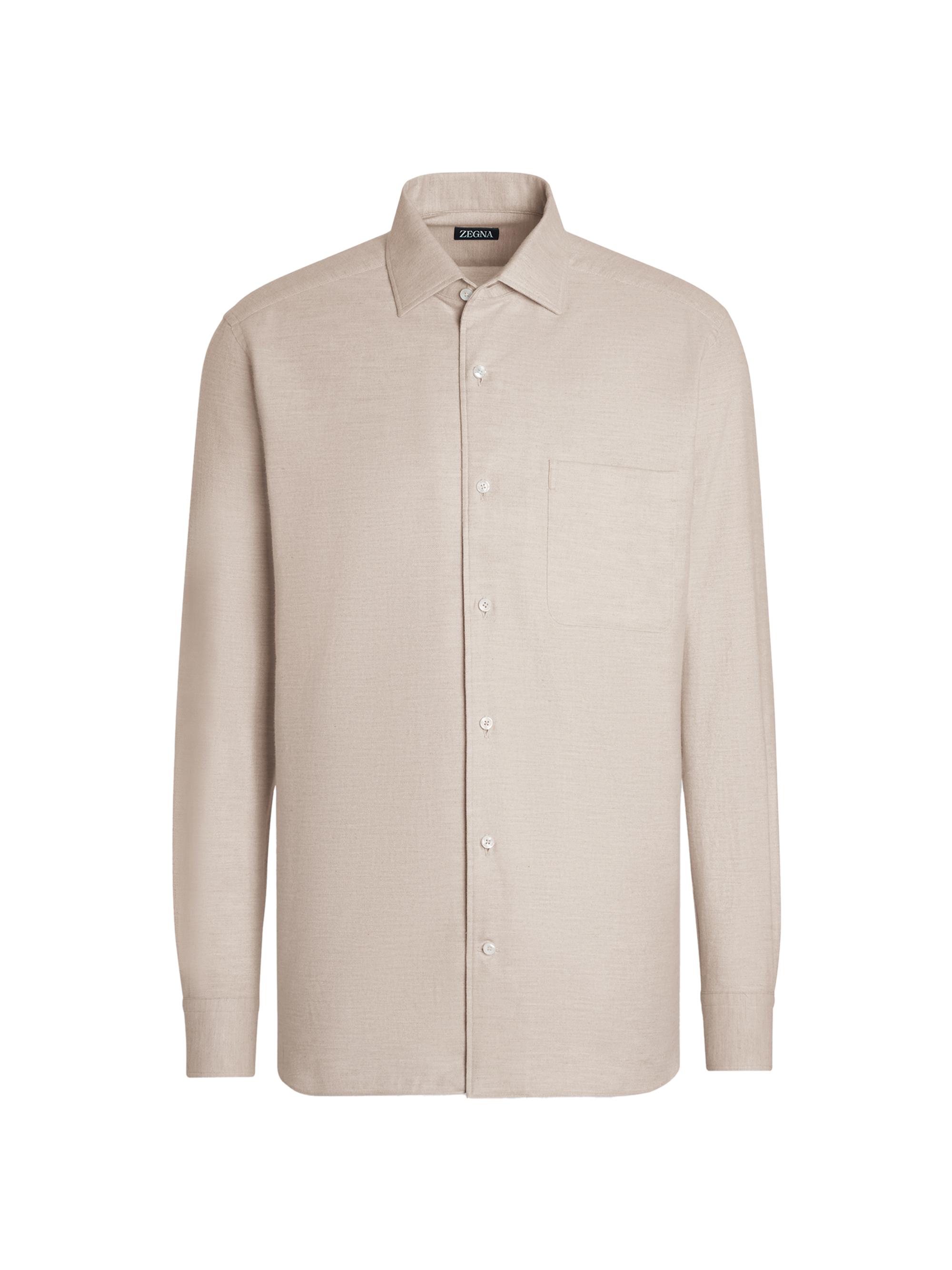 ZEGNA Men's Cotton Shirt - Light Taupe