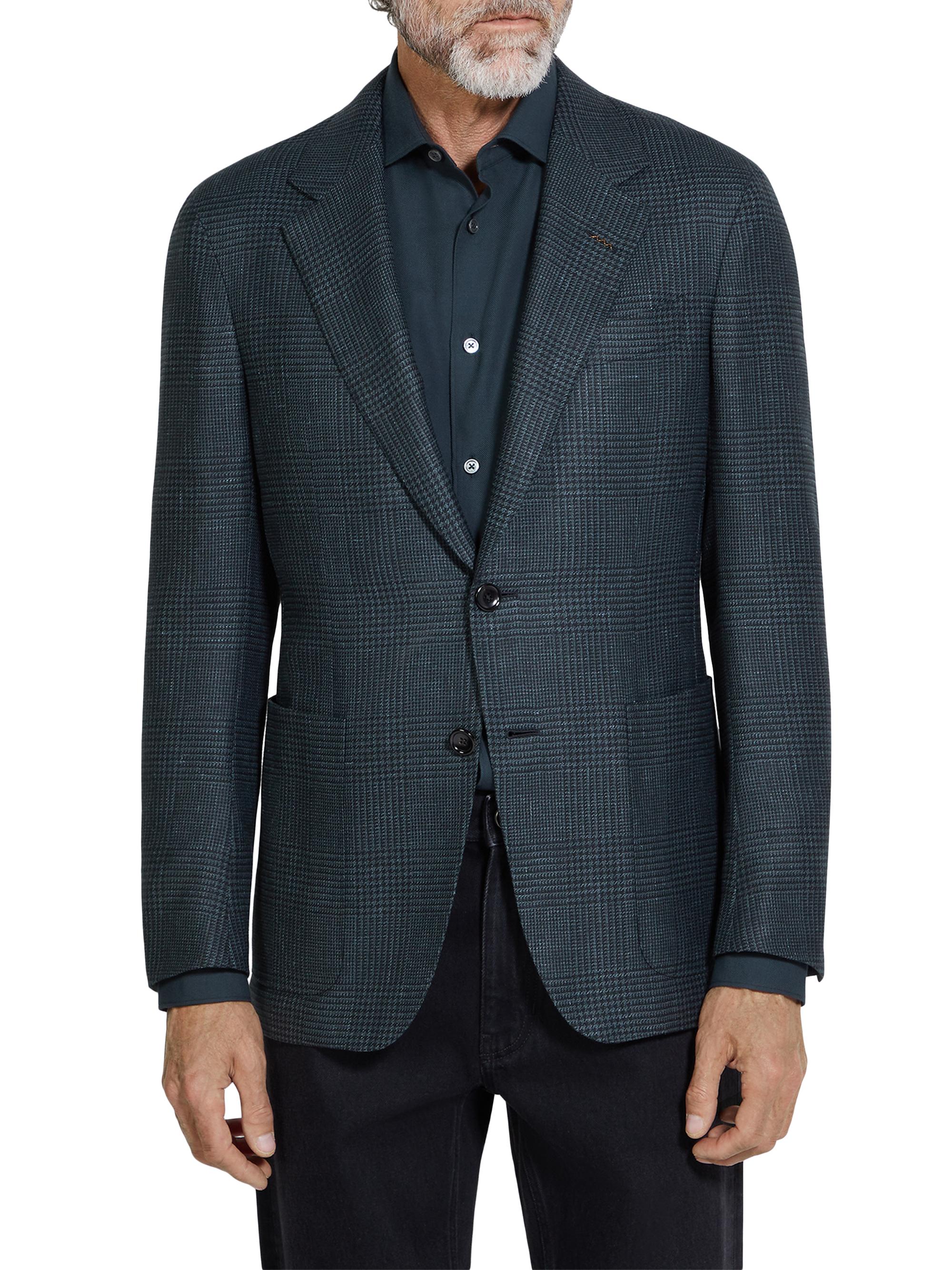 ZEGNA Men's Cashmere Silk and Linen Jacket - Green