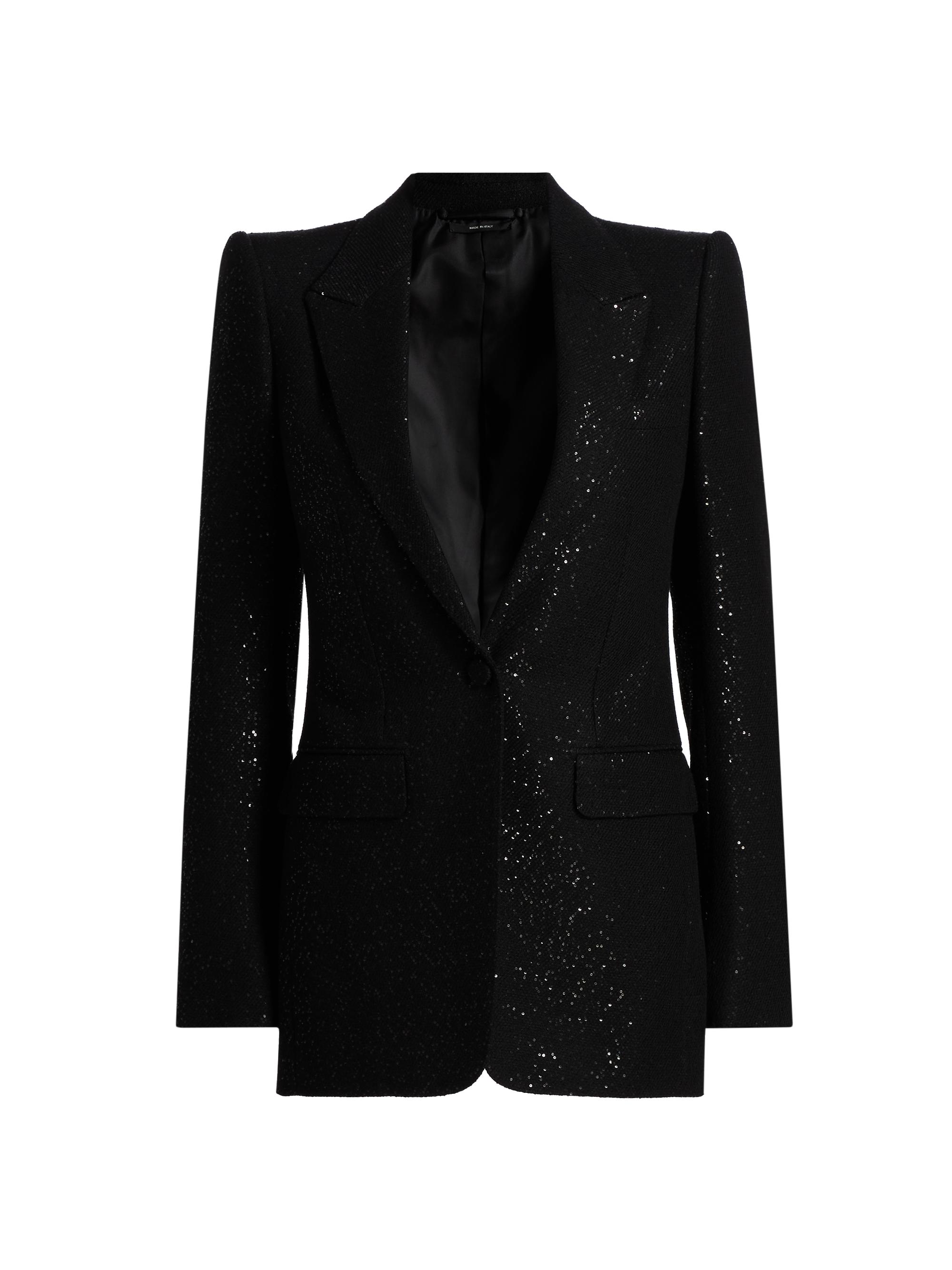 TOM FORD Women's Sequined Wool-Blend Crepe Single-Breasted Jacket - Black