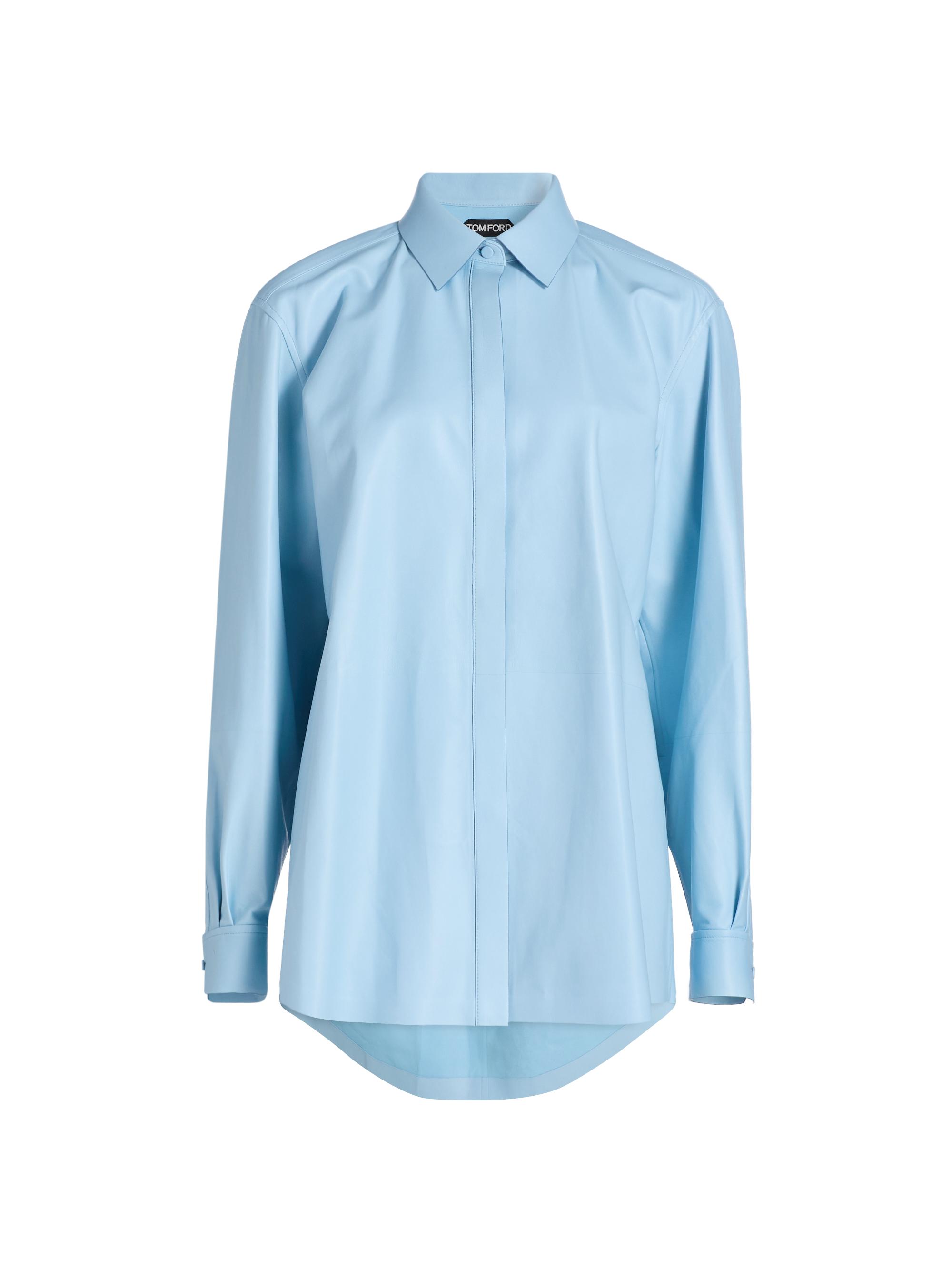 TOM FORD Women's French Plonge Leather Shirt - Pale Blue
