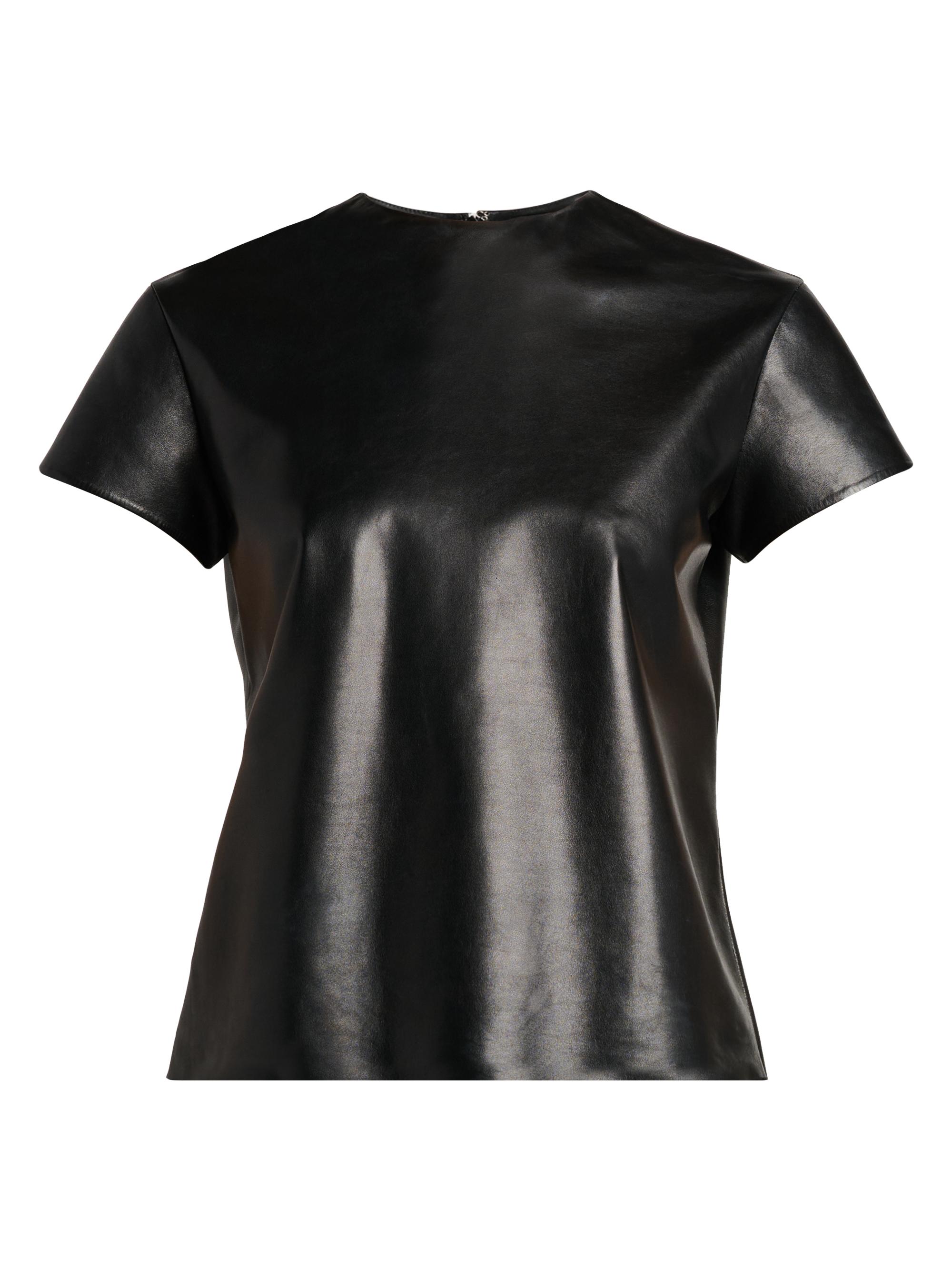 TOM FORD Women's Leather Short-Sleeve T-Shirt - Black